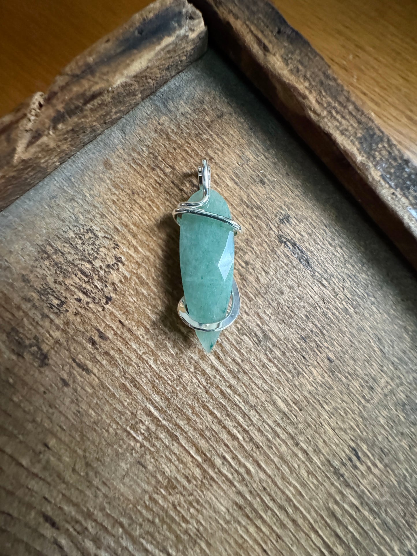 Faceted aventurine in sterling silver pendant