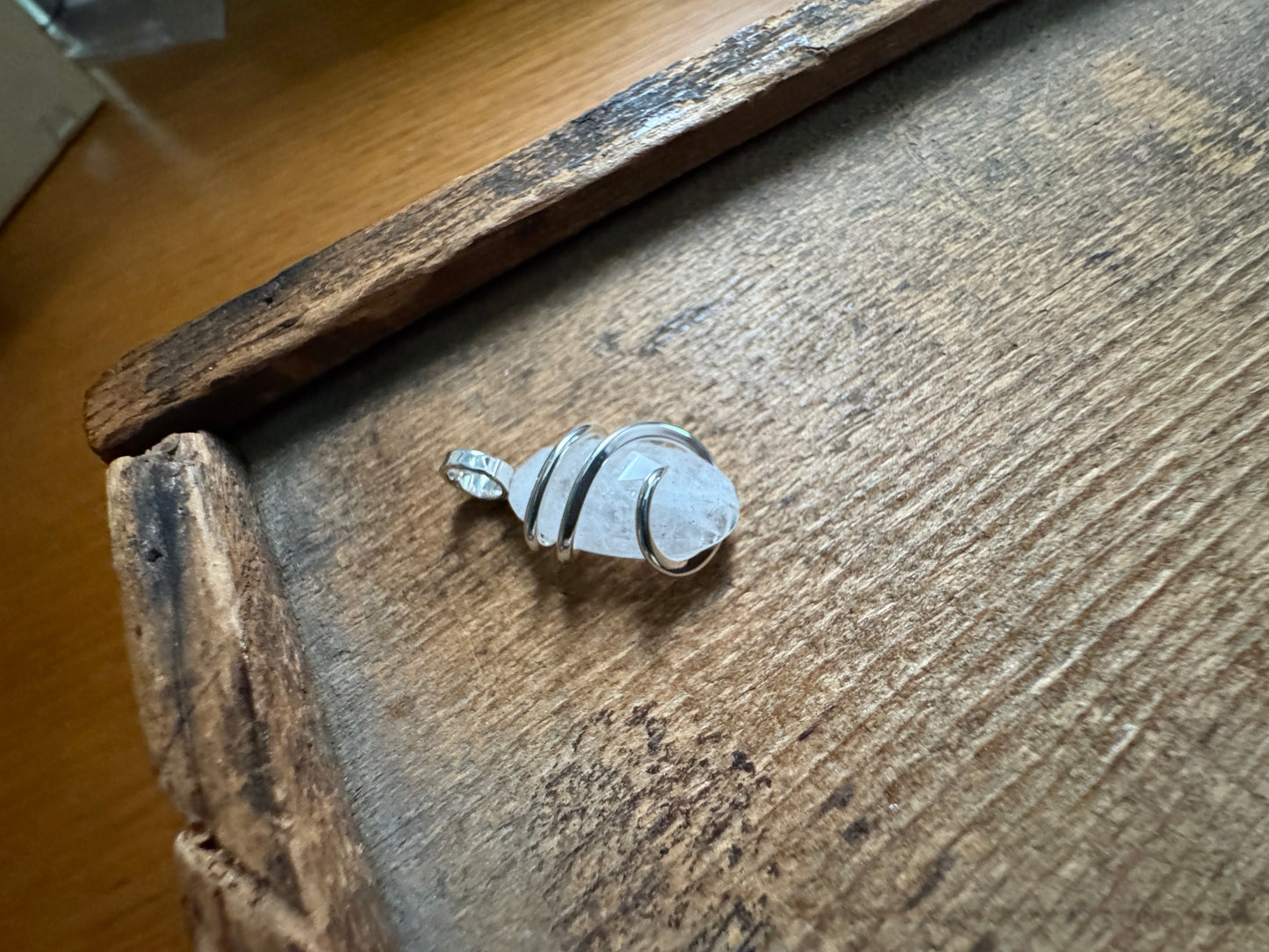 Faceted danburite in sterling silver pendant