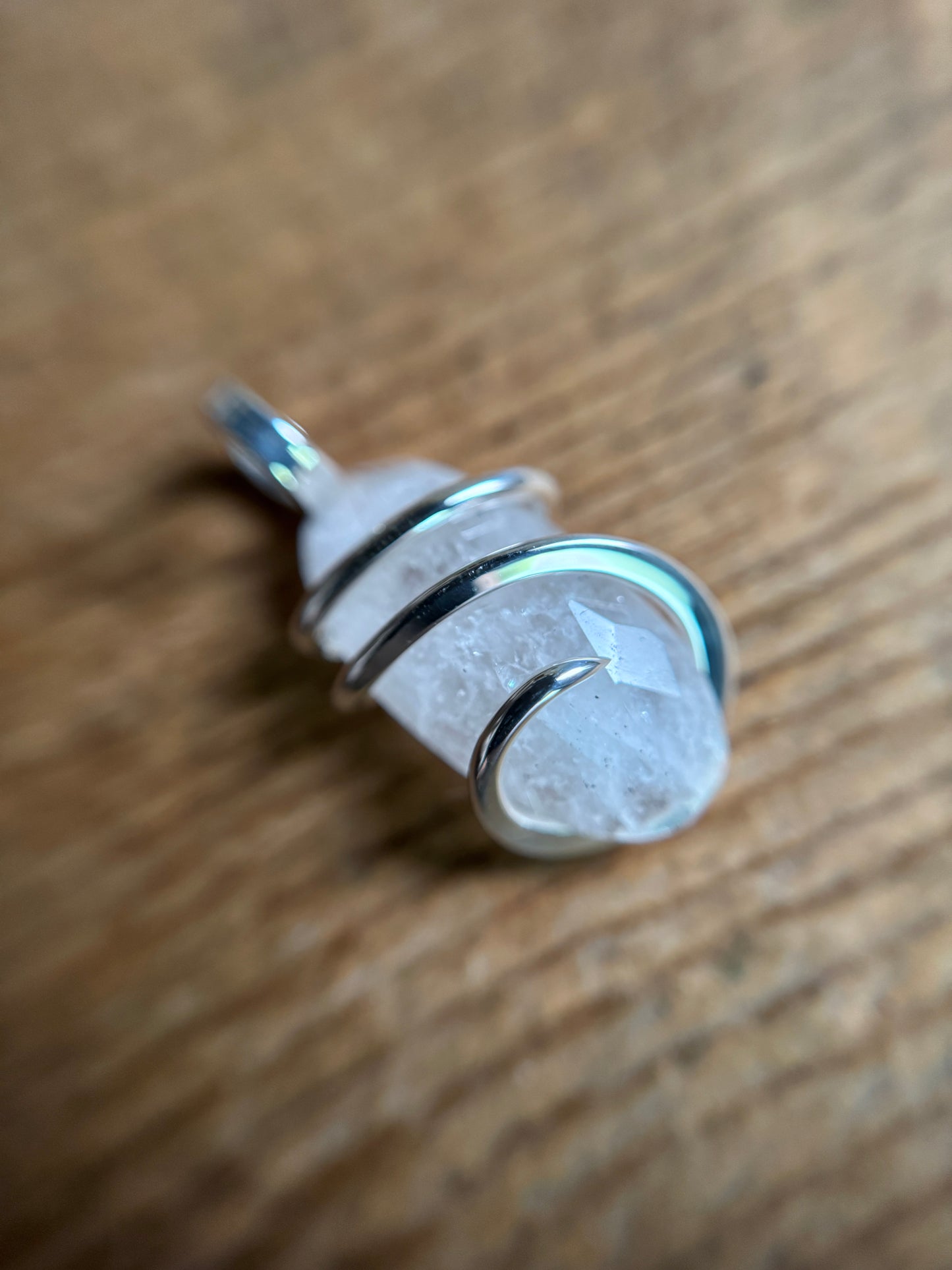 Faceted danburite in sterling silver pendant