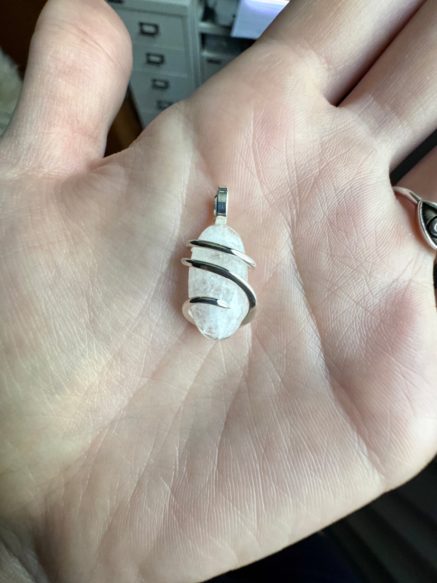 Faceted danburite in sterling silver pendant