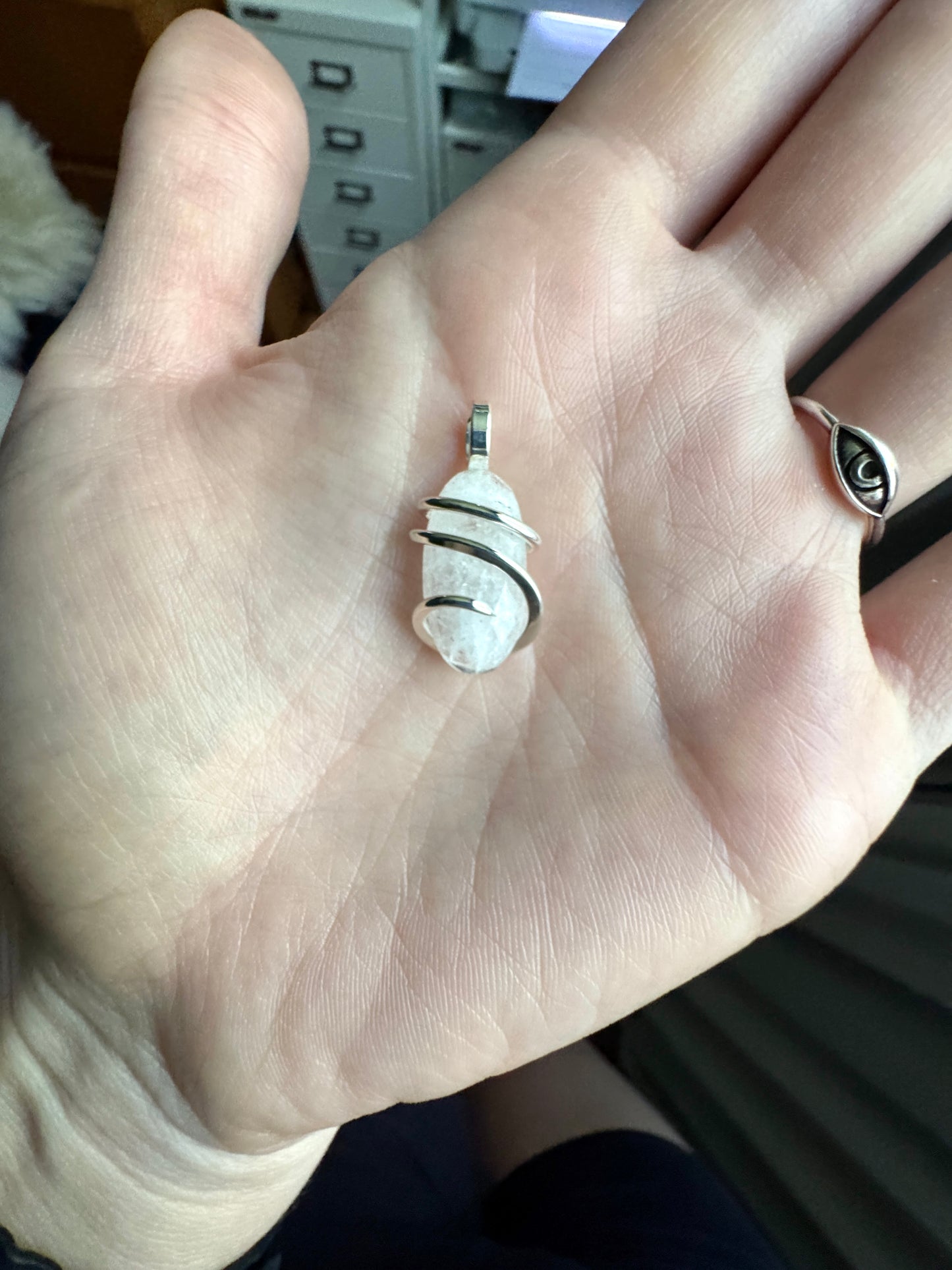 Faceted danburite in sterling silver pendant