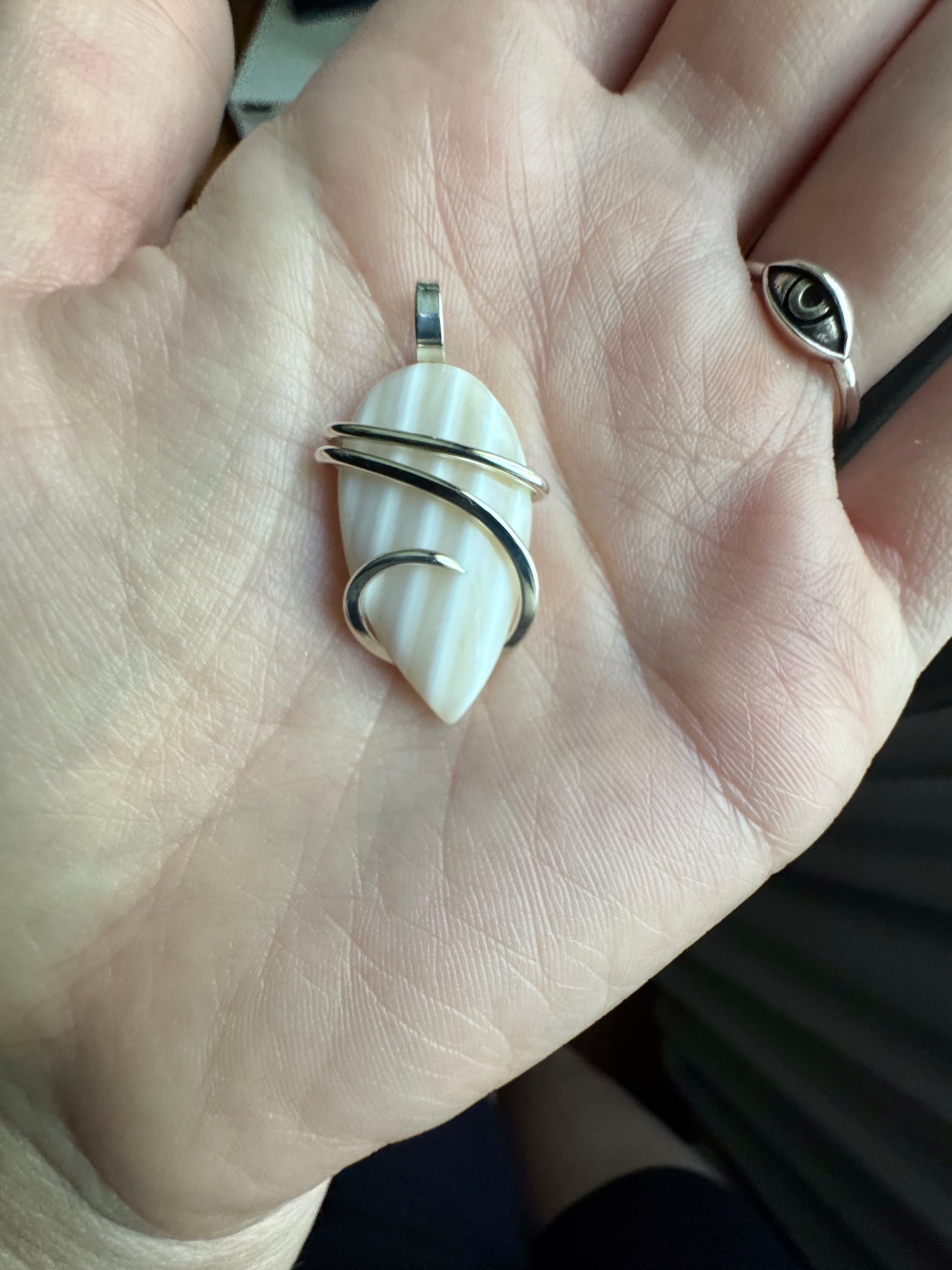 Shell in forged sterling silver pendant