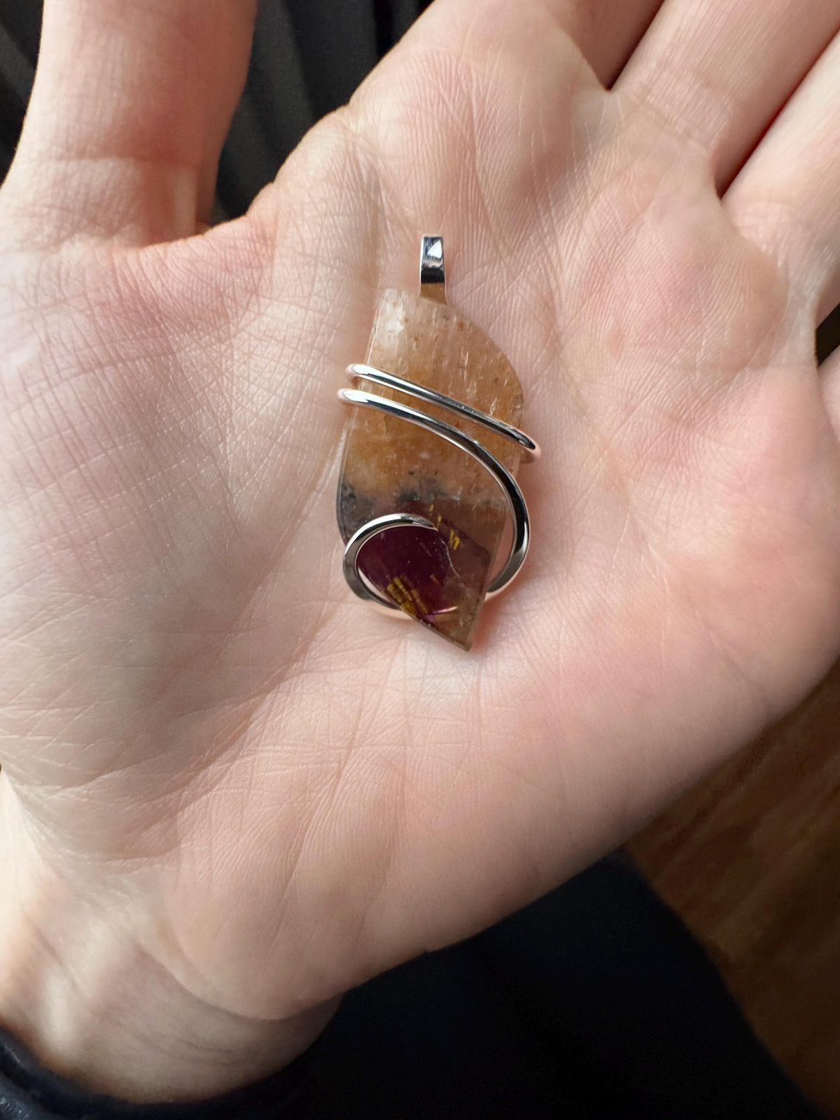 Faceted super seven in sterling silver pendant