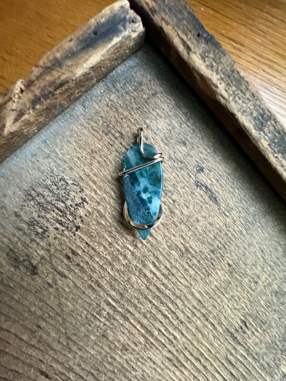 Grandidierite in 14k gold pendant