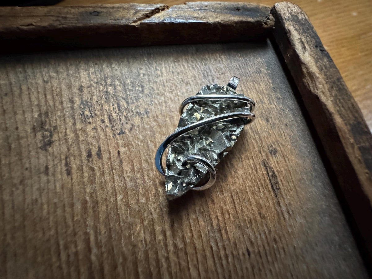 Pyrite in sterling silver pendant