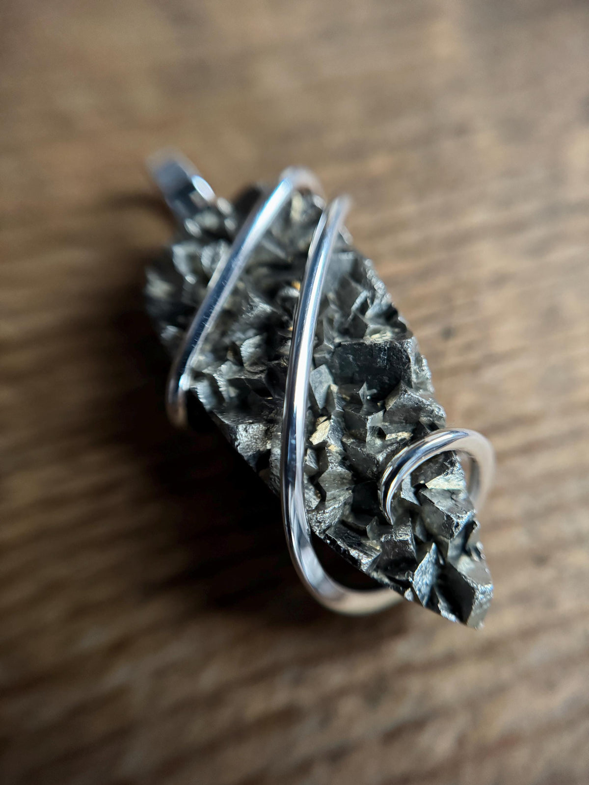 Pyrite in sterling silver pendant