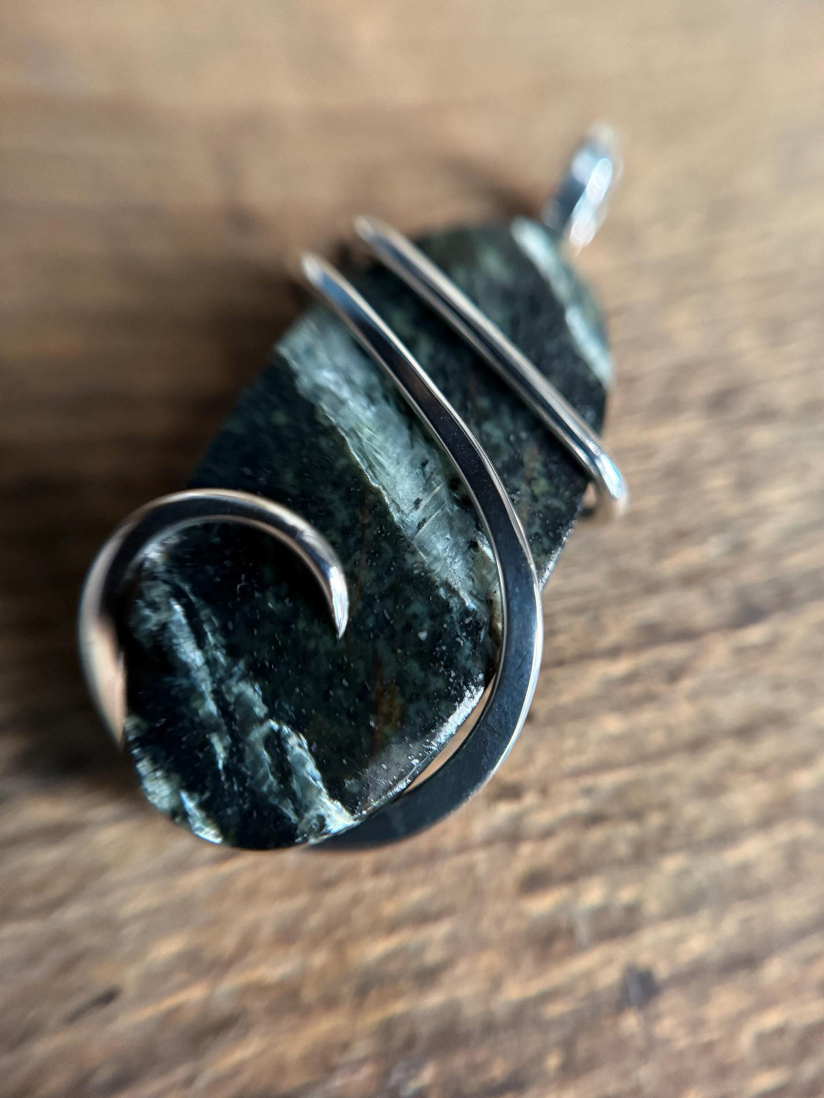 Swiss green opal sterling silver pendant