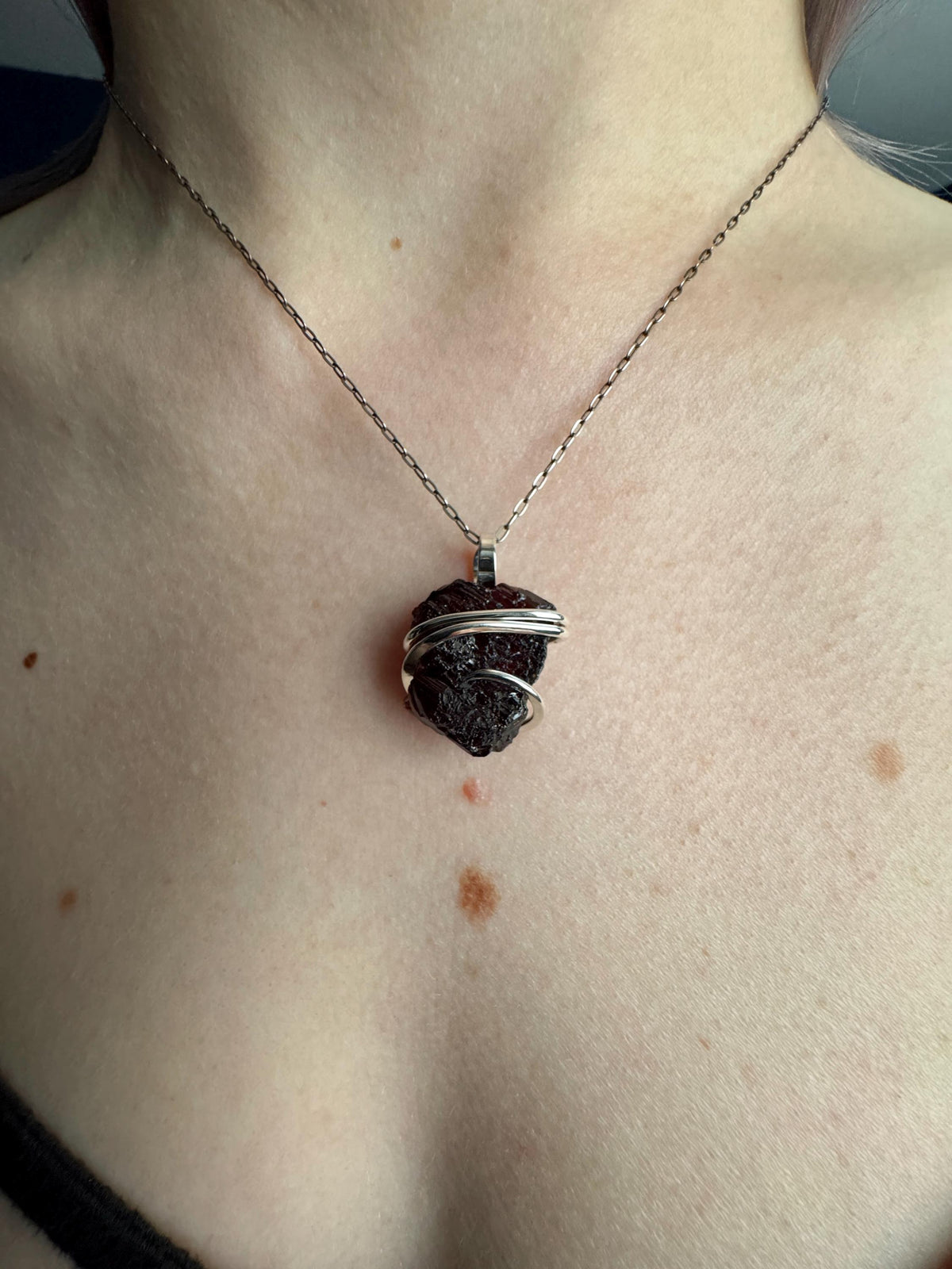 Garnet in sterling silver pendant