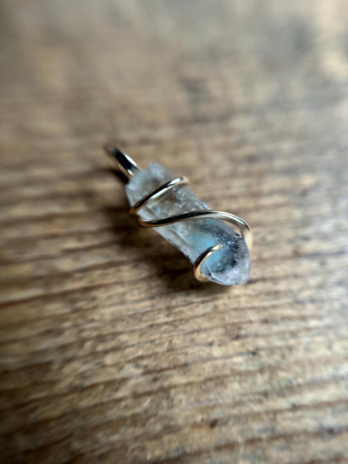 Ajoite quartz in 14k gold pendant