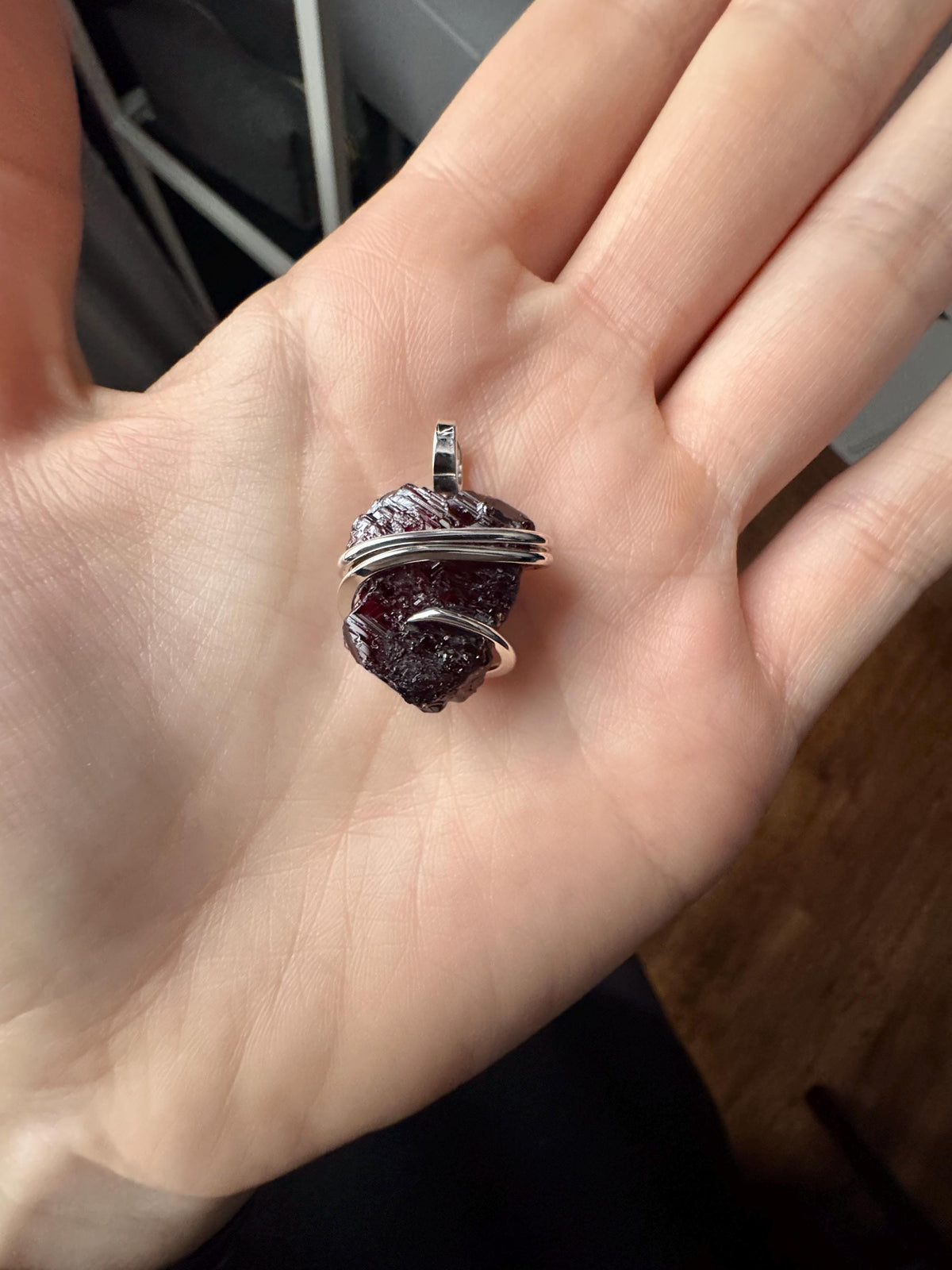 Garnet in sterling silver pendant