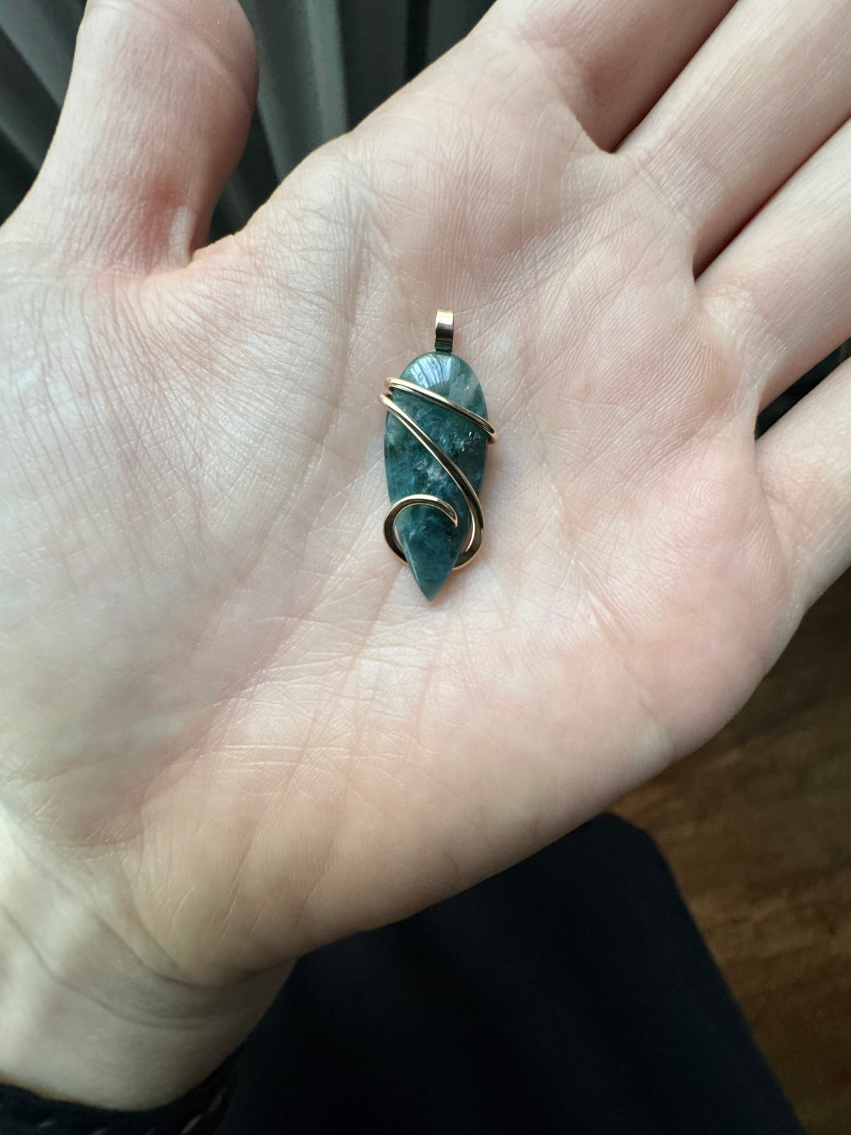 Grandidierite in 14k gold pendant