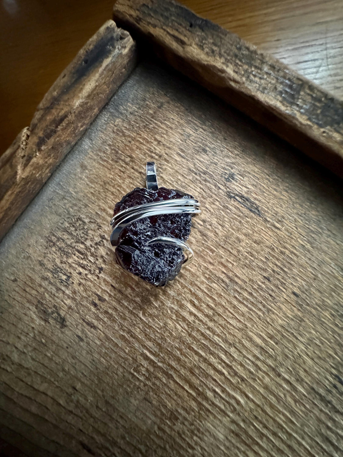 Garnet in sterling silver pendant