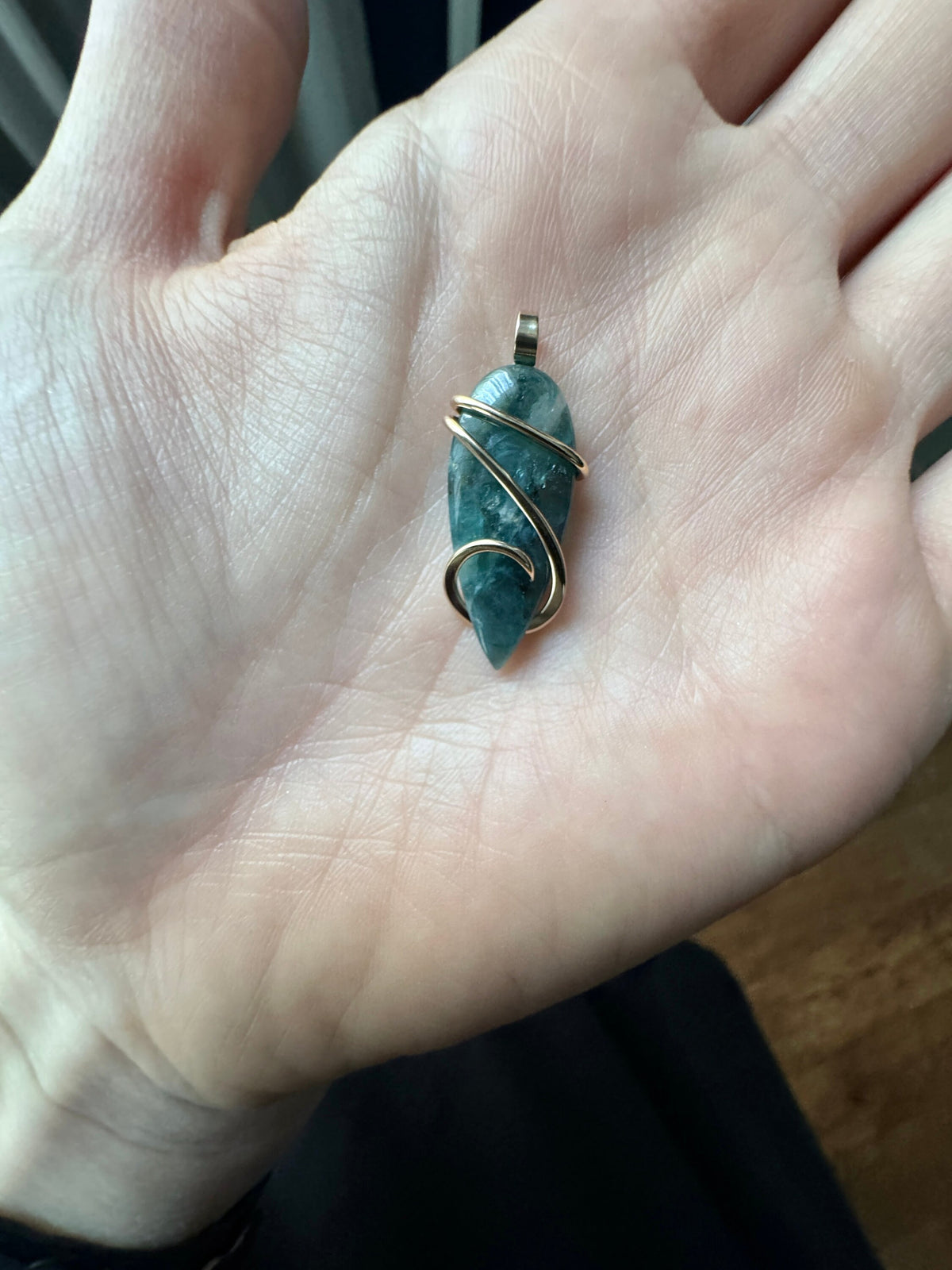 Grandidierite in 14k gold pendant