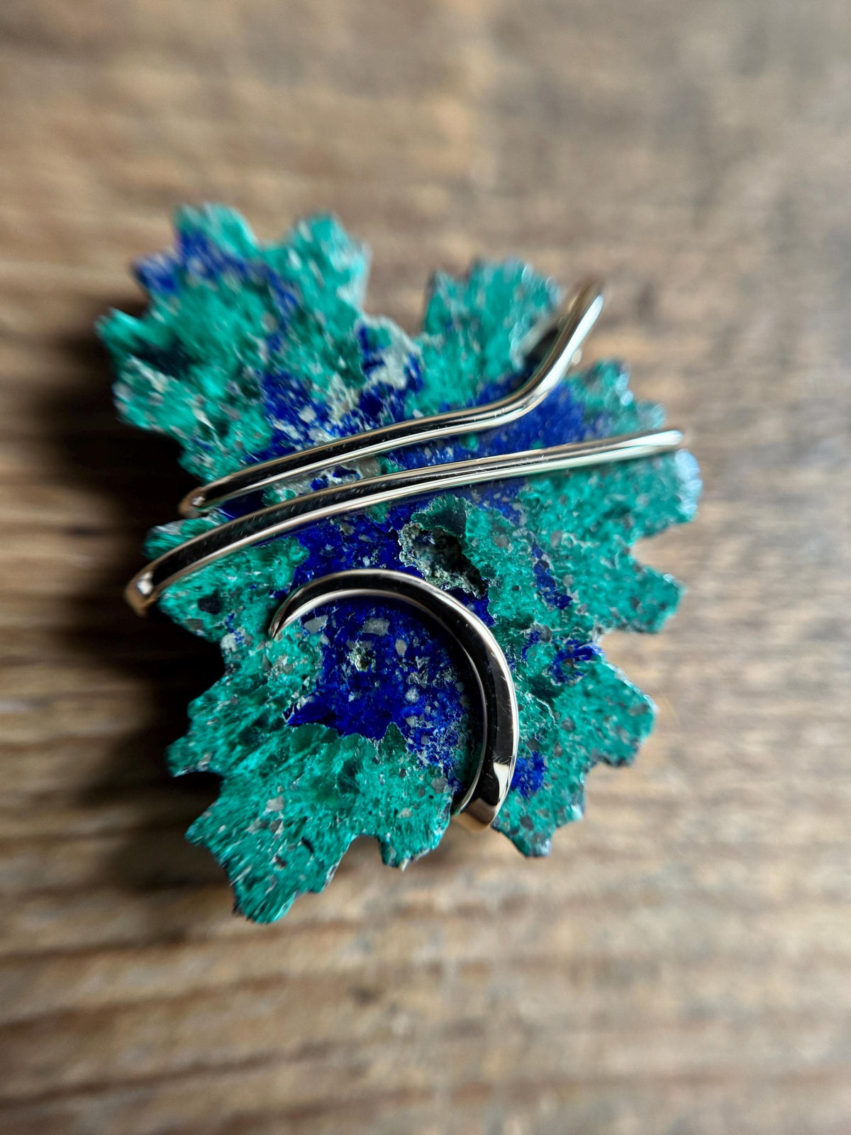 Azurite malachite 14k gold pendant