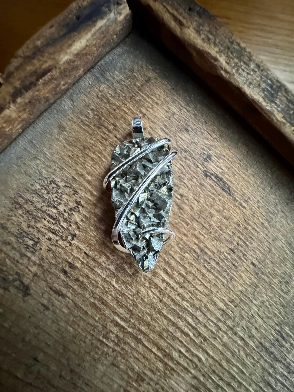 Pyrite in sterling silver pendant