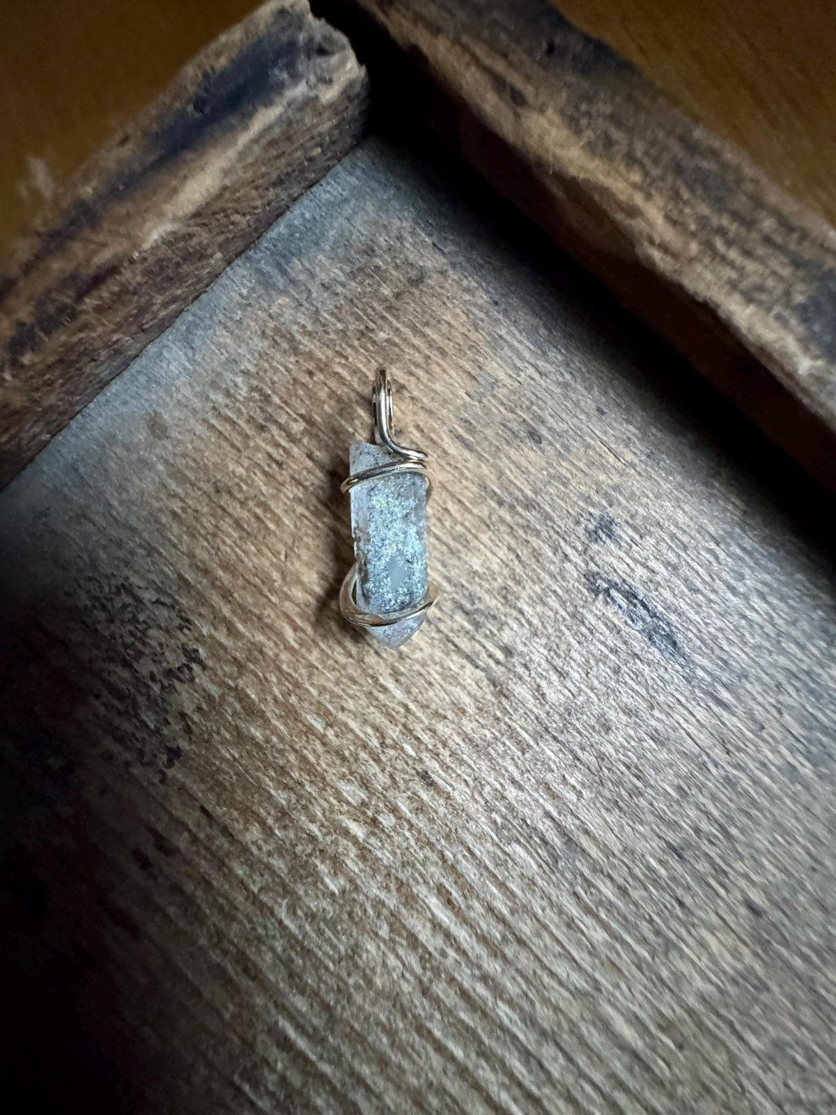 Ajoite quartz in 14k gold pendant