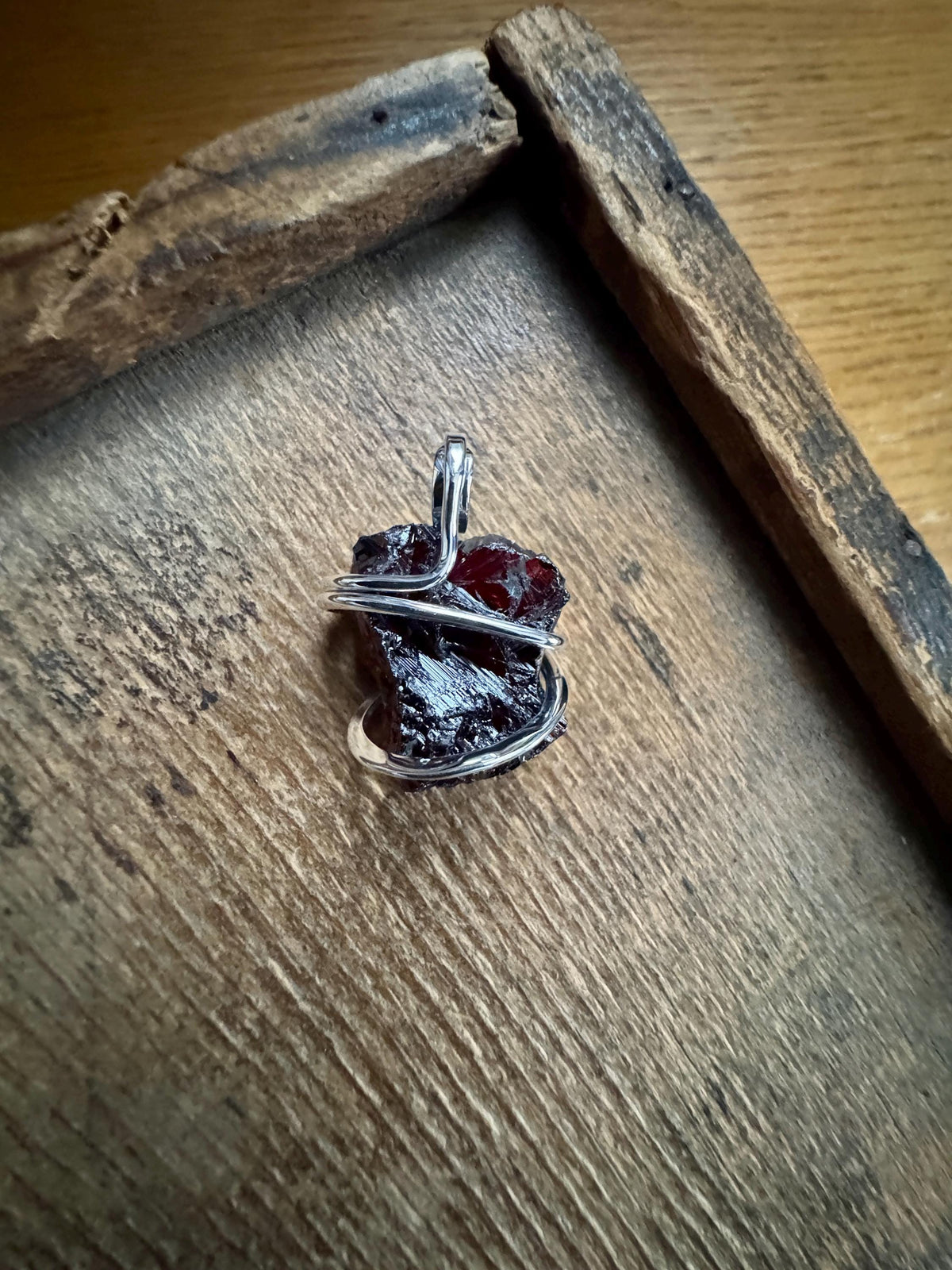 Garnet in sterling silver pendant