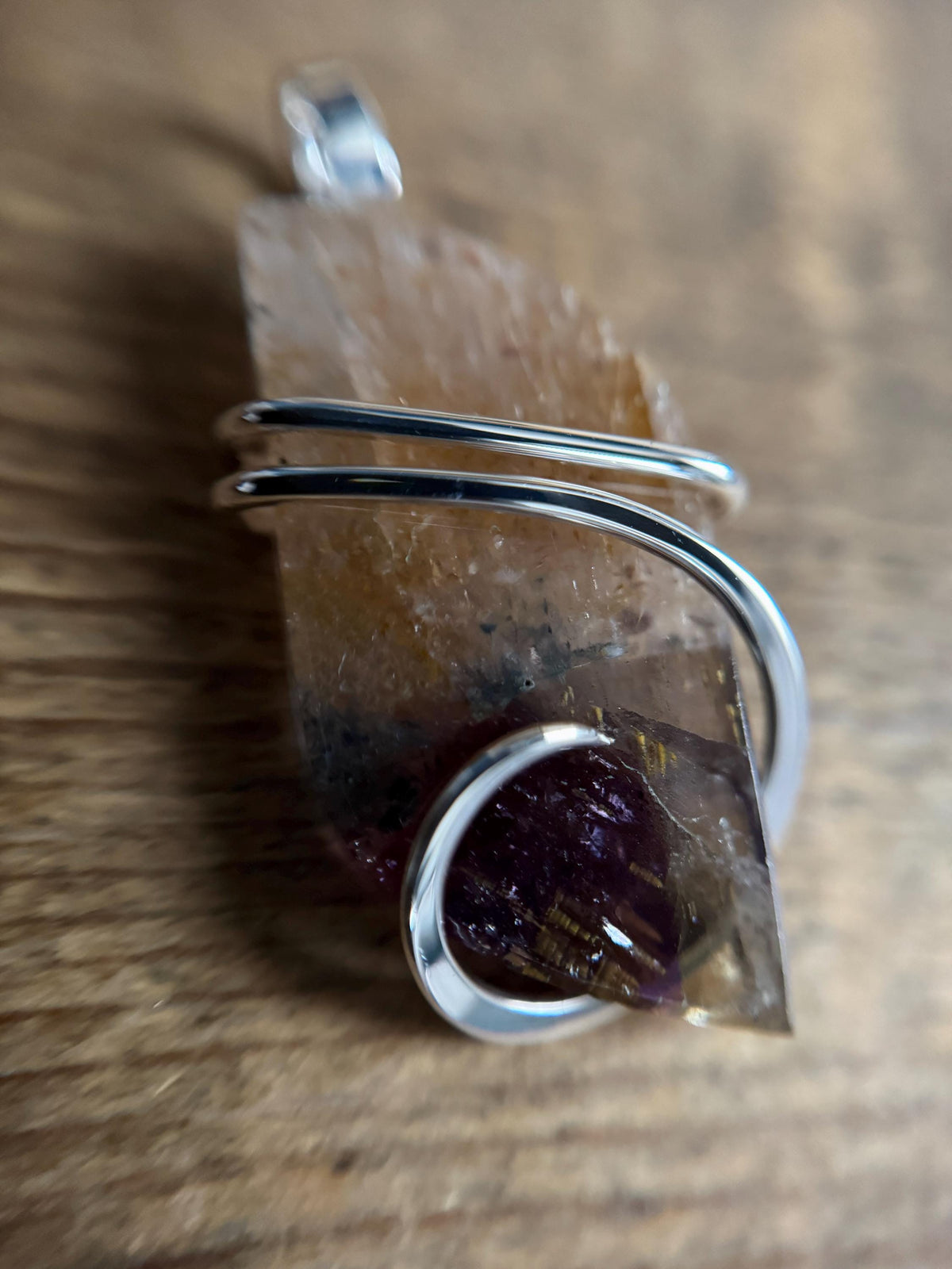 Faceted super seven in sterling silver pendant