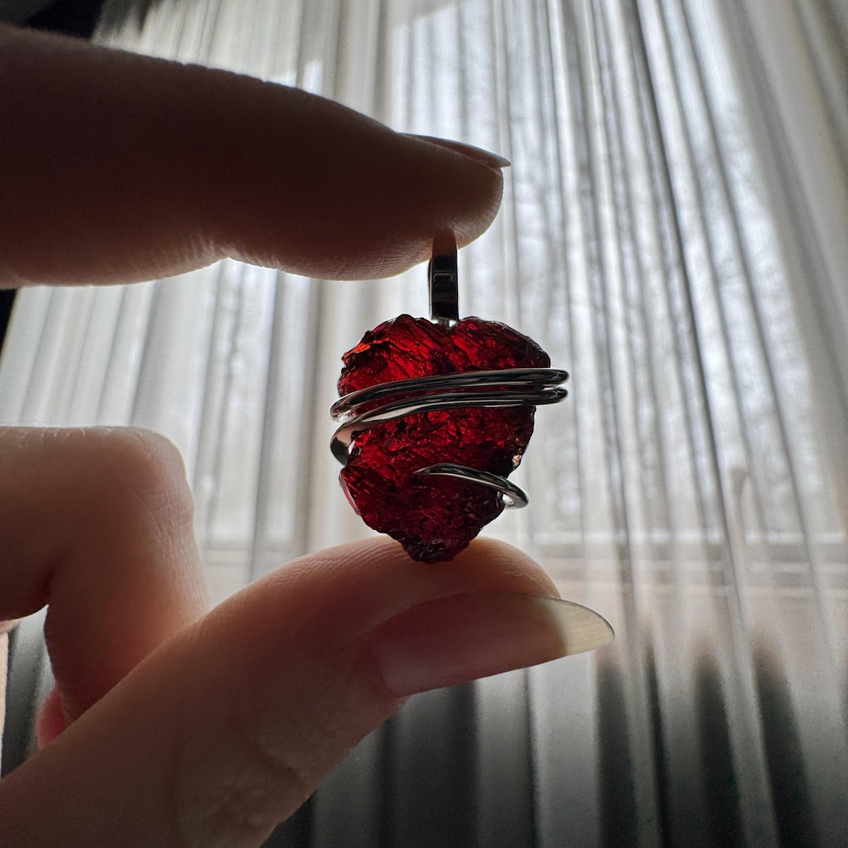 Garnet in sterling silver pendant