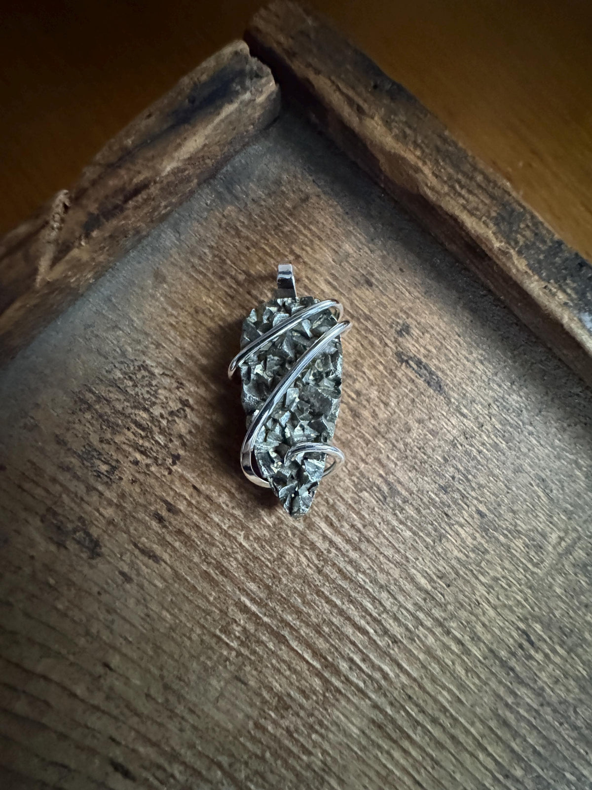 Pyrite in sterling silver pendant
