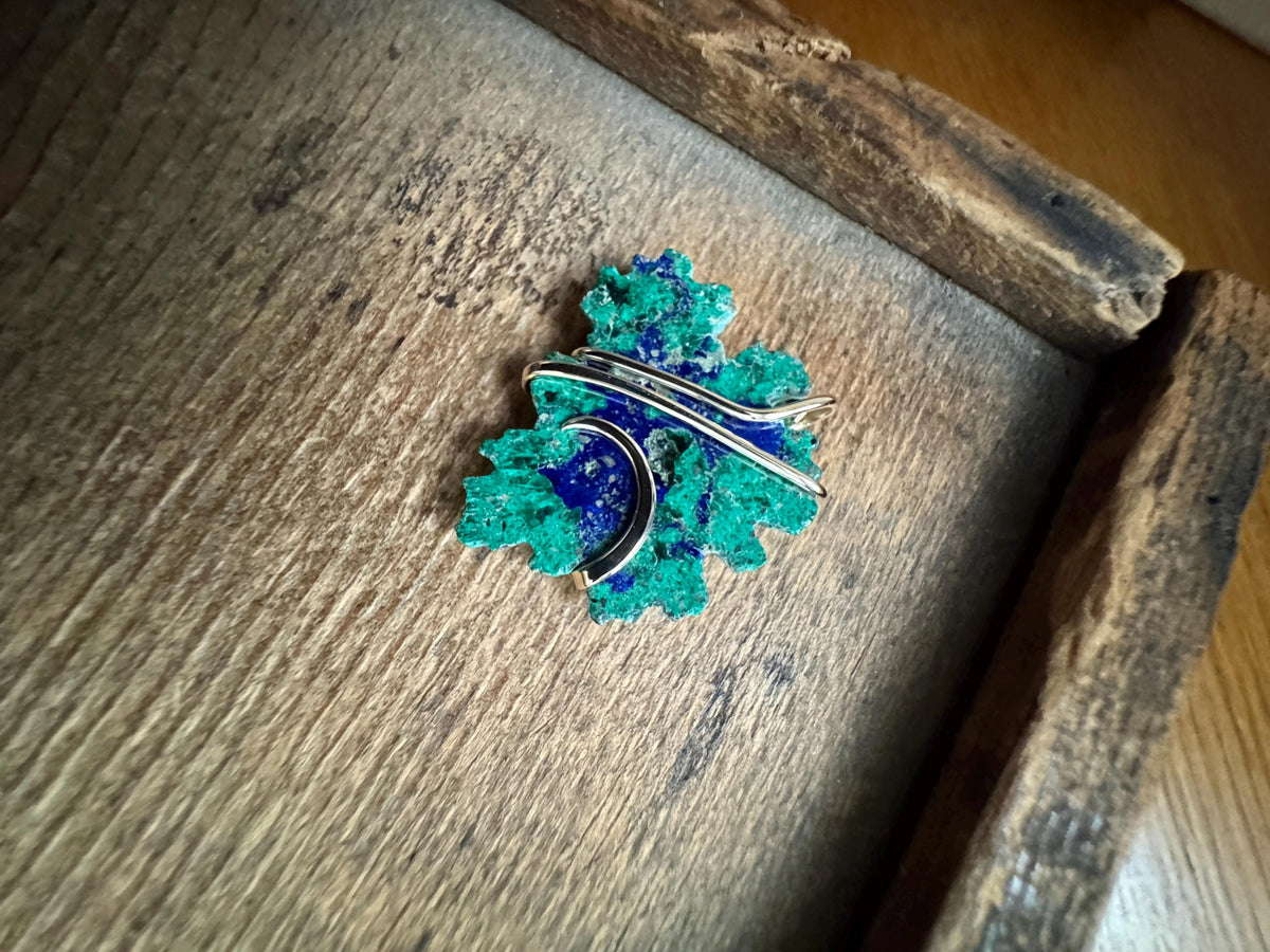 Azurite malachite 14k gold pendant