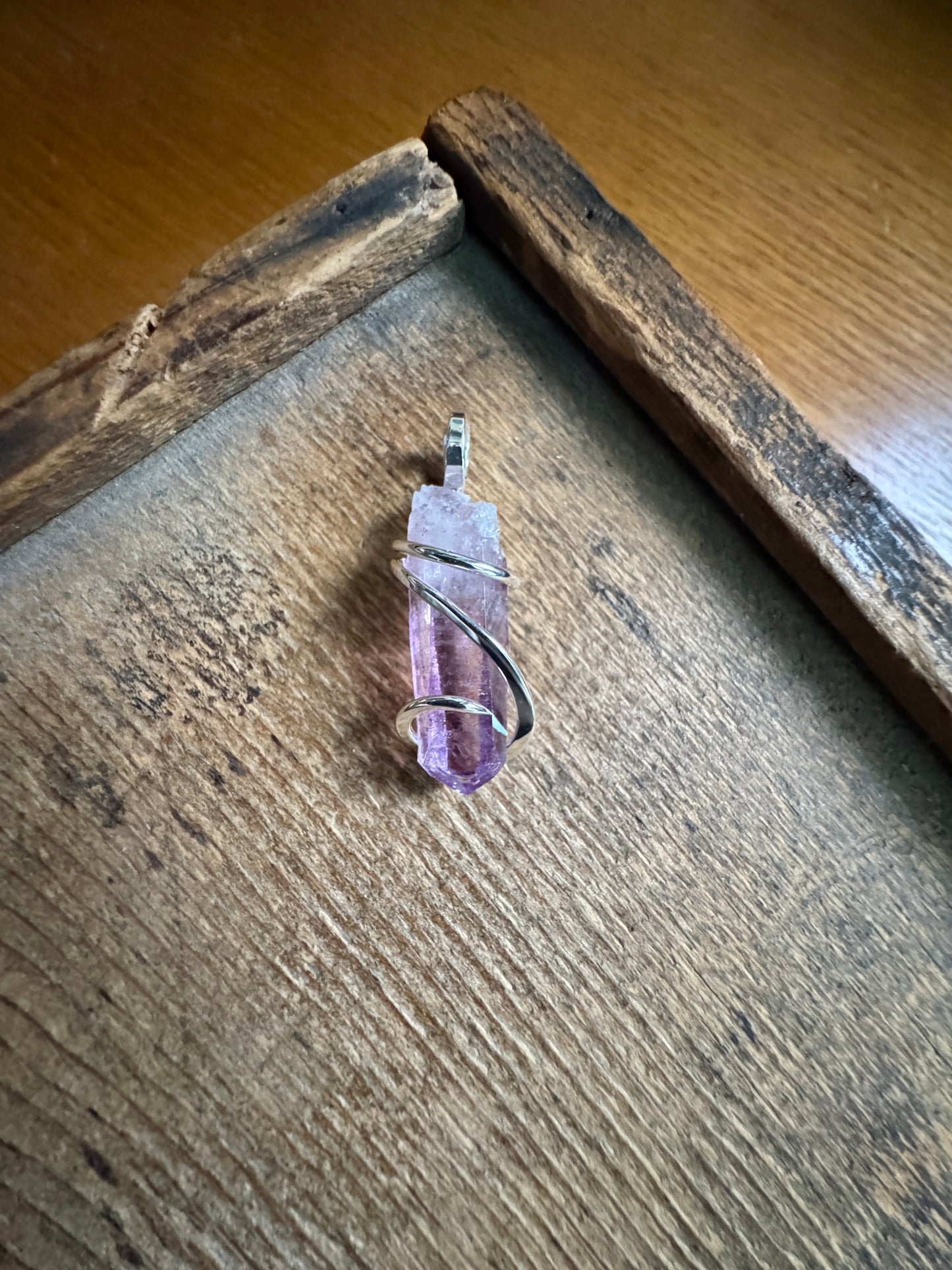 Vera Cruz amethyst crystal in sterling silver pendant