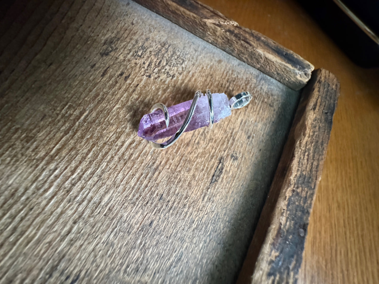 Vera Cruz amethyst crystal in sterling silver pendant