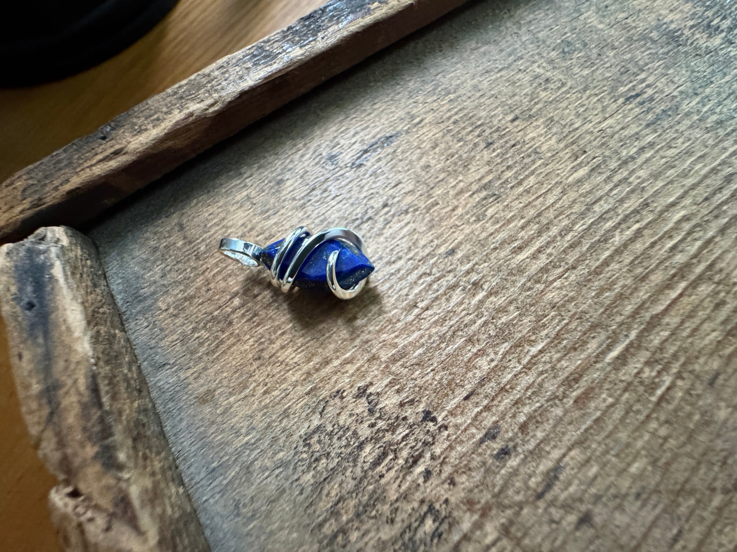 Faceted lapis in sterling silver pendant