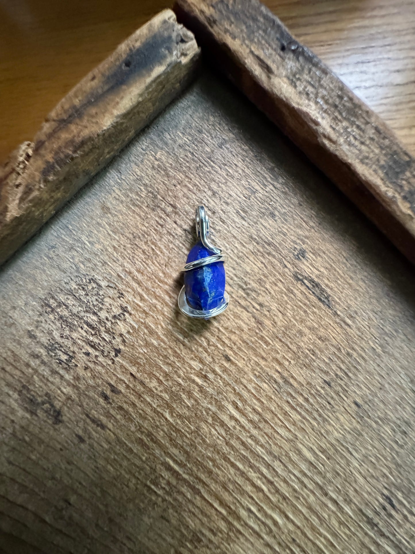 Faceted lapis in sterling silver pendant