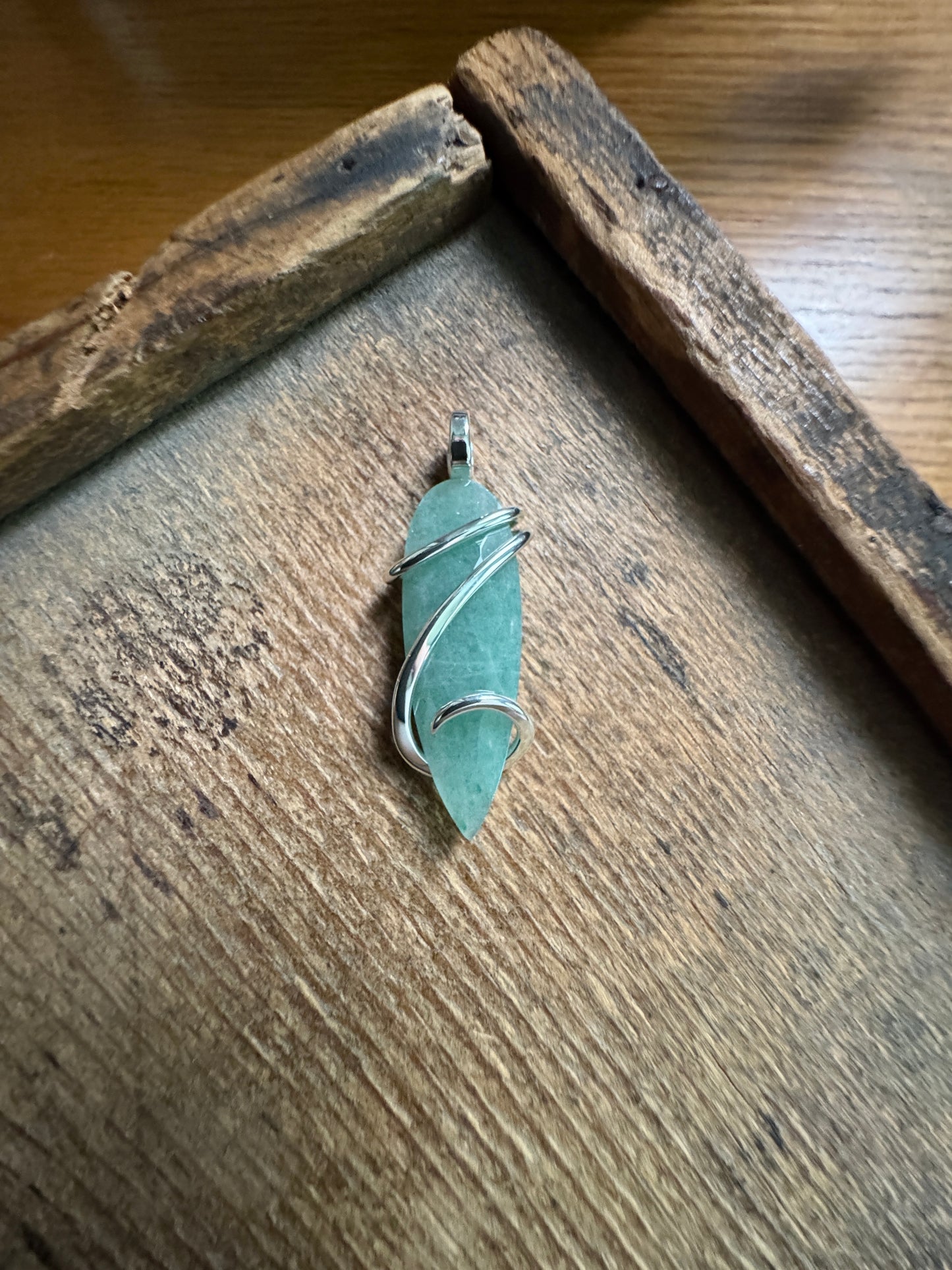 Faceted aventurine in sterling silver pendant