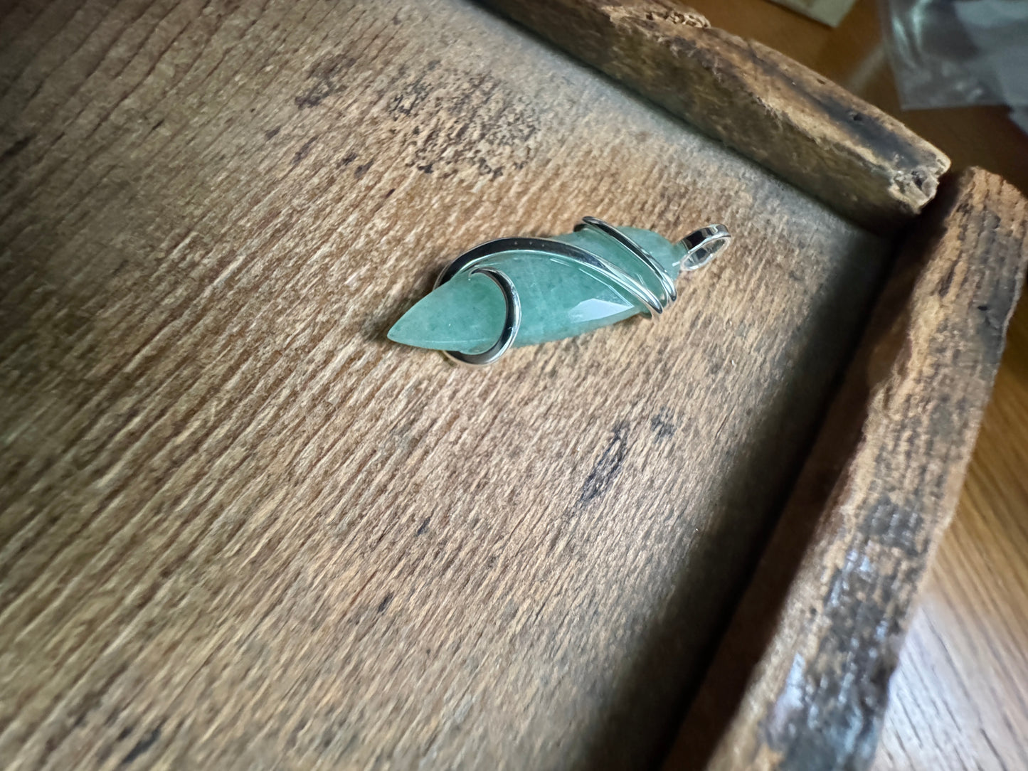 Faceted aventurine in sterling silver pendant