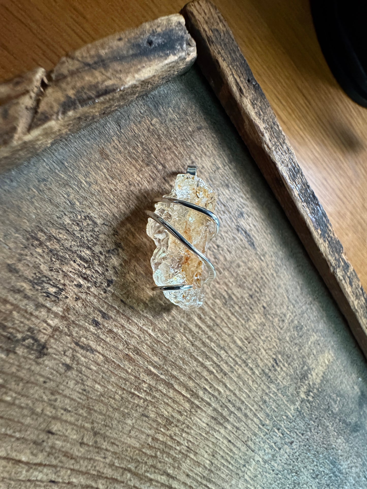 Hyalite opal in sterling silver pendant