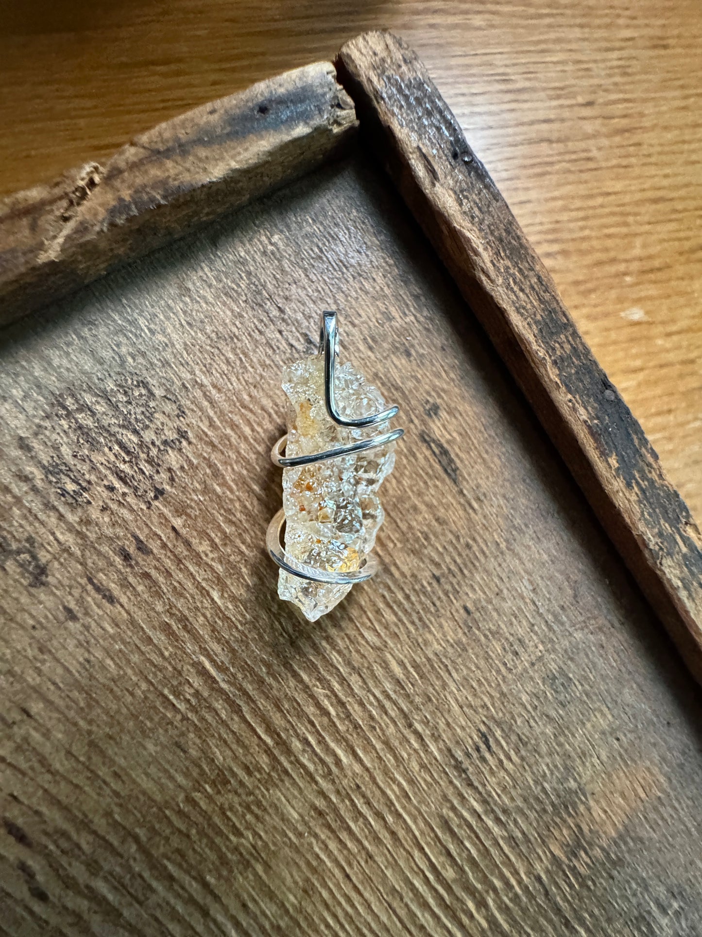 Hyalite opal in sterling silver pendant