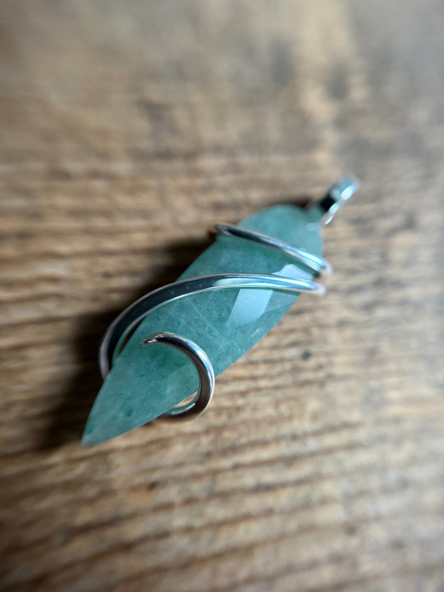 Faceted aventurine in sterling silver pendant