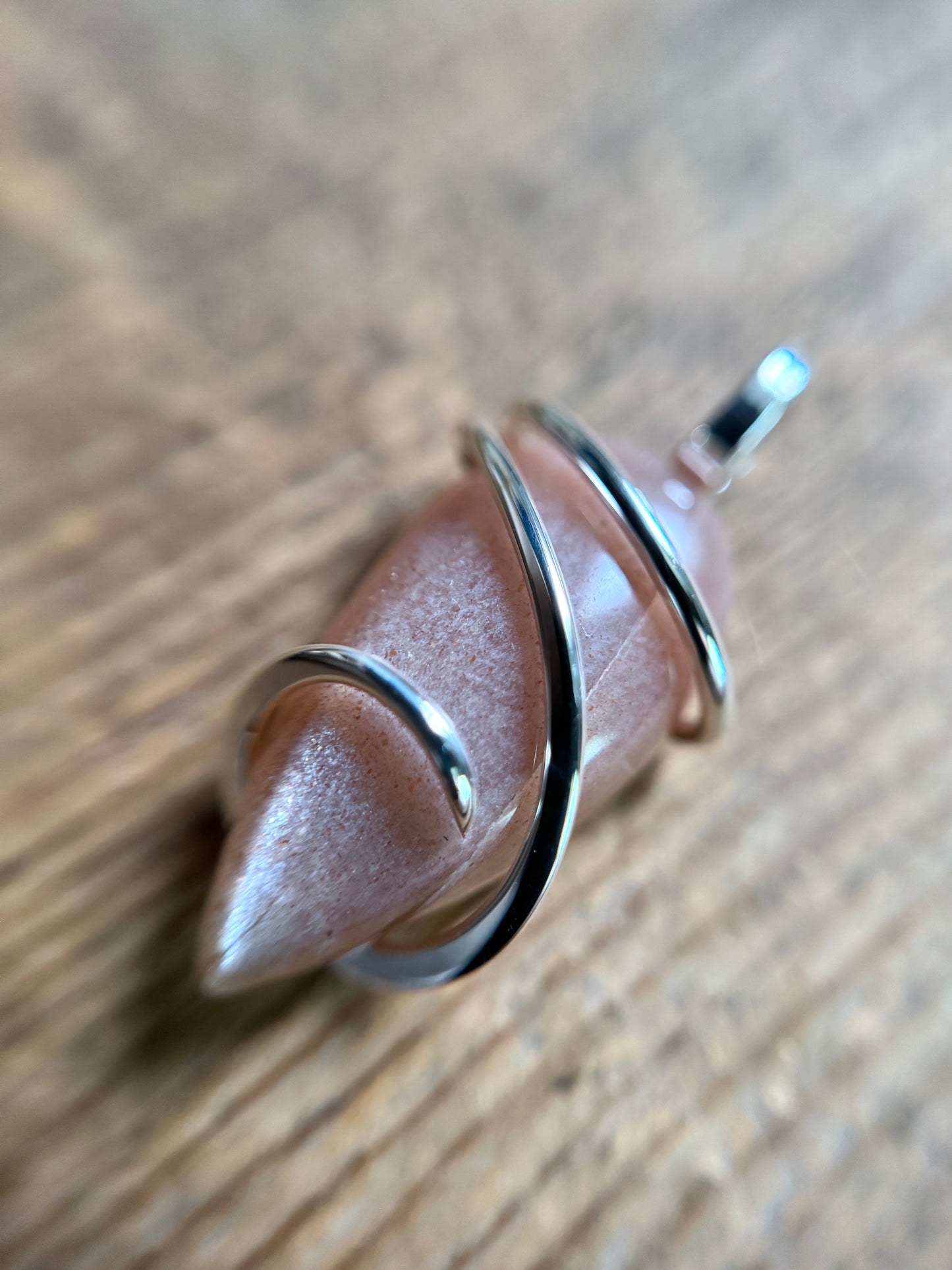 Peach moonstone in sterling silver pendant