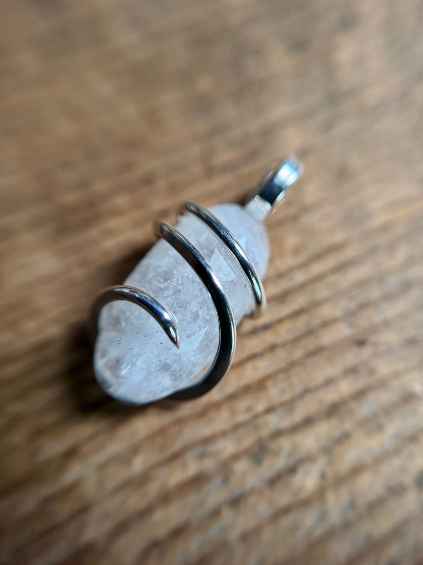 Faceted danburite in sterling silver pendant