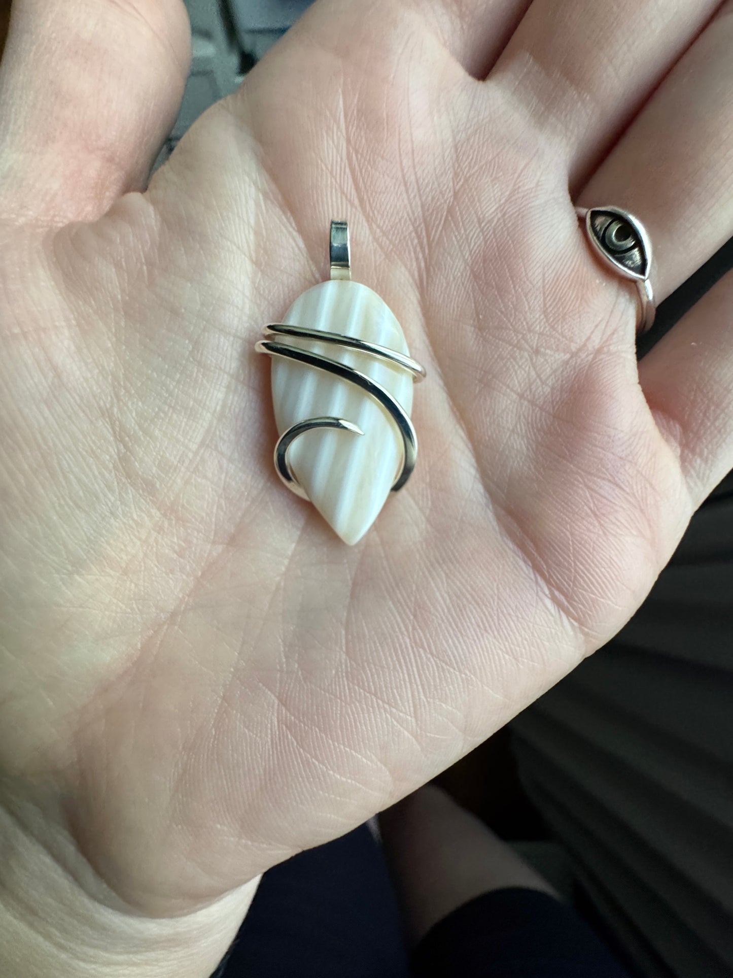 Shell in forged sterling silver pendant