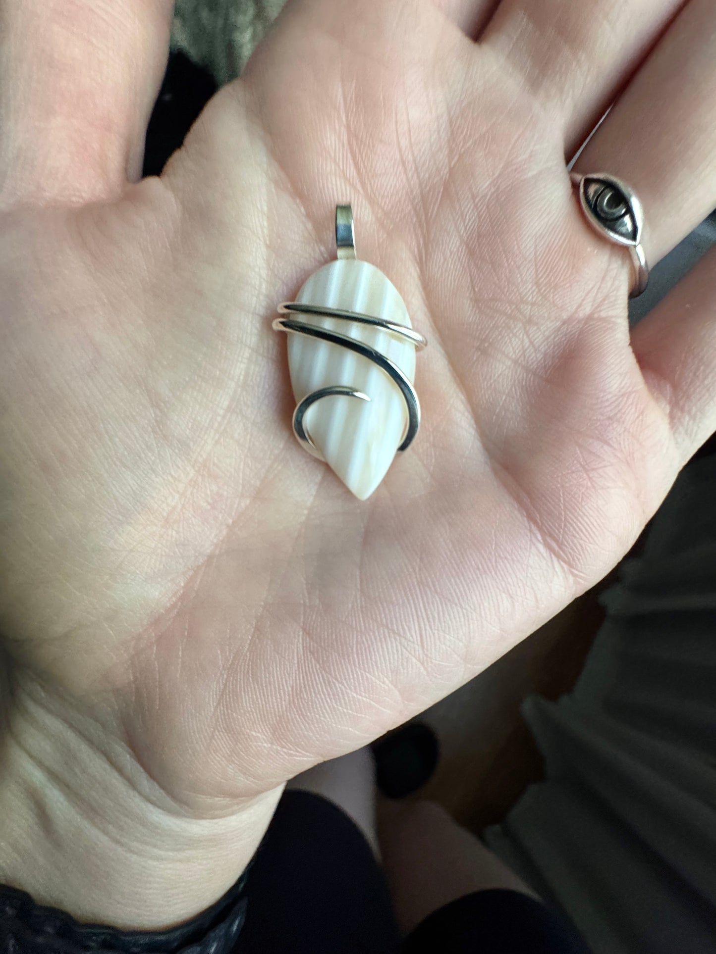 Shell in forged sterling silver pendant