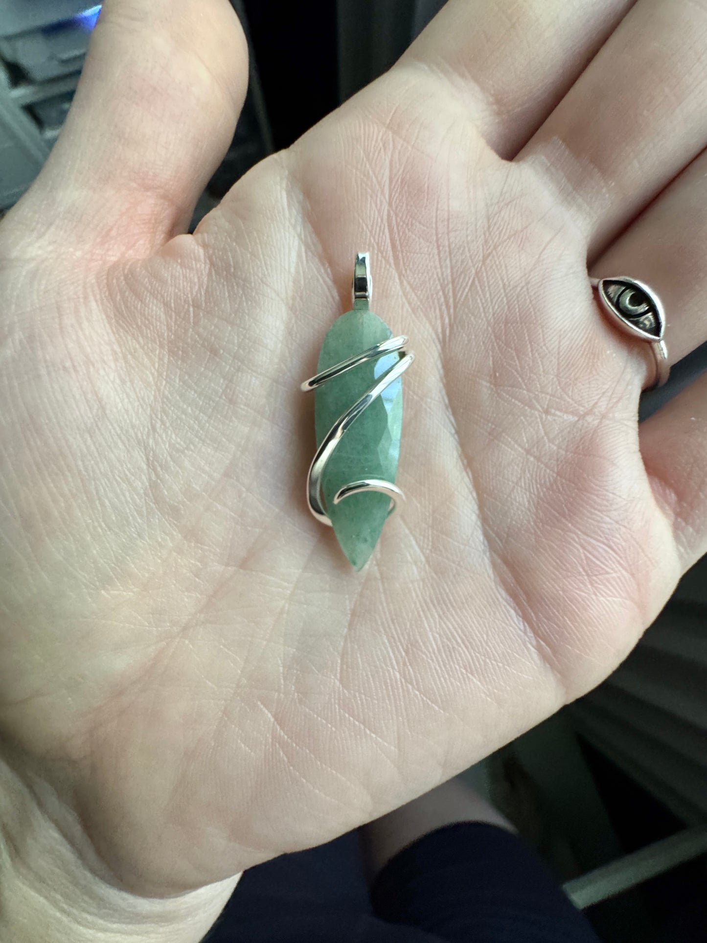 Faceted aventurine in sterling silver pendant