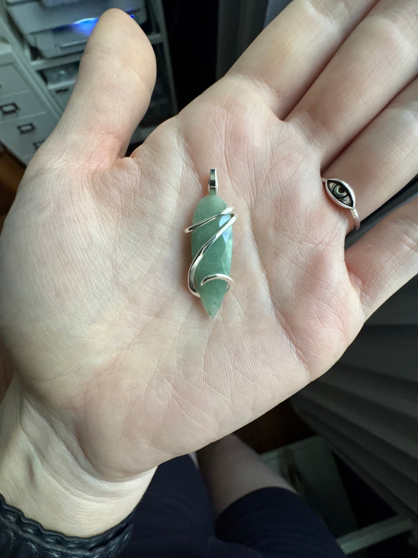 Faceted aventurine in sterling silver pendant