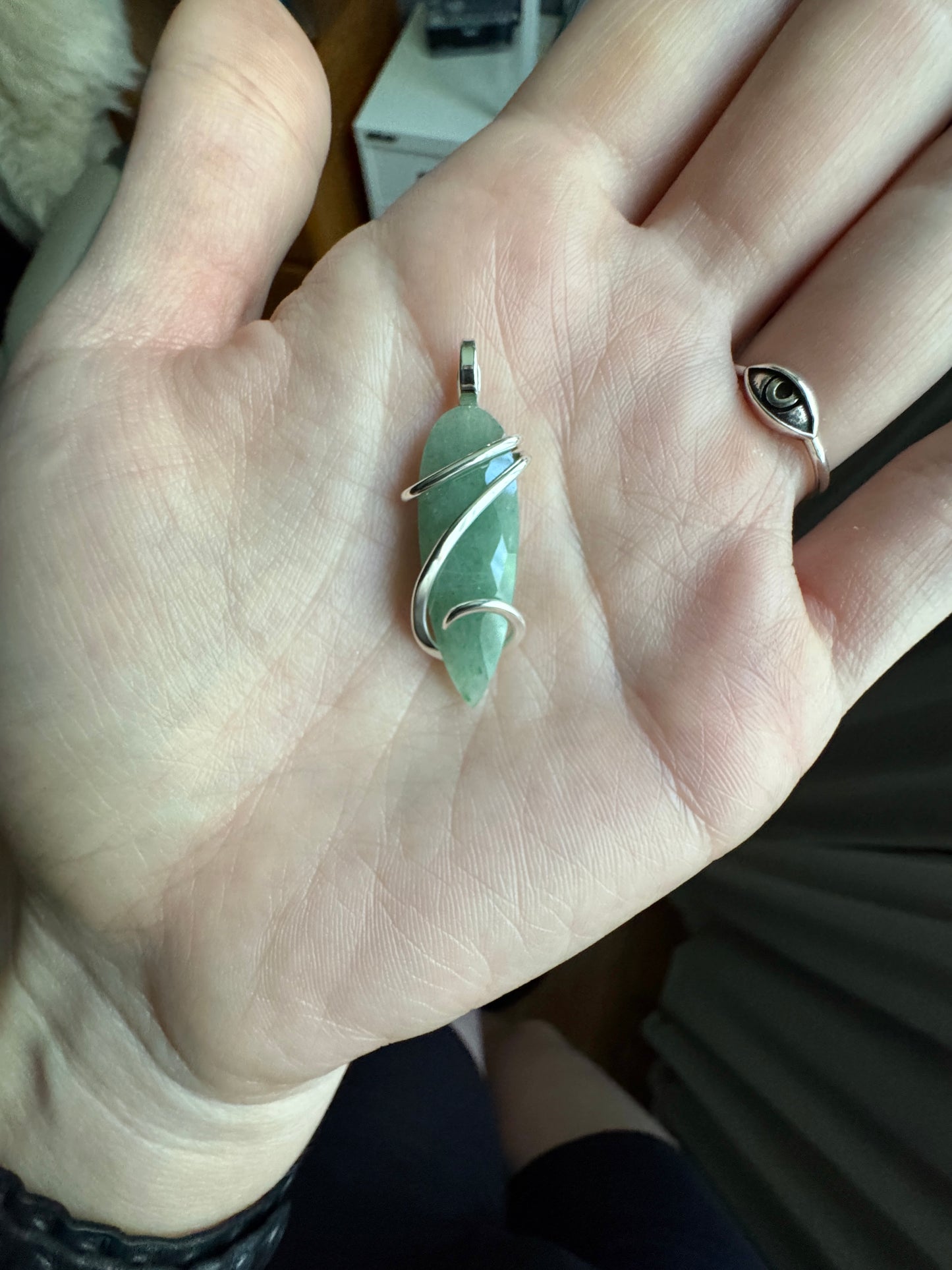 Faceted aventurine in sterling silver pendant