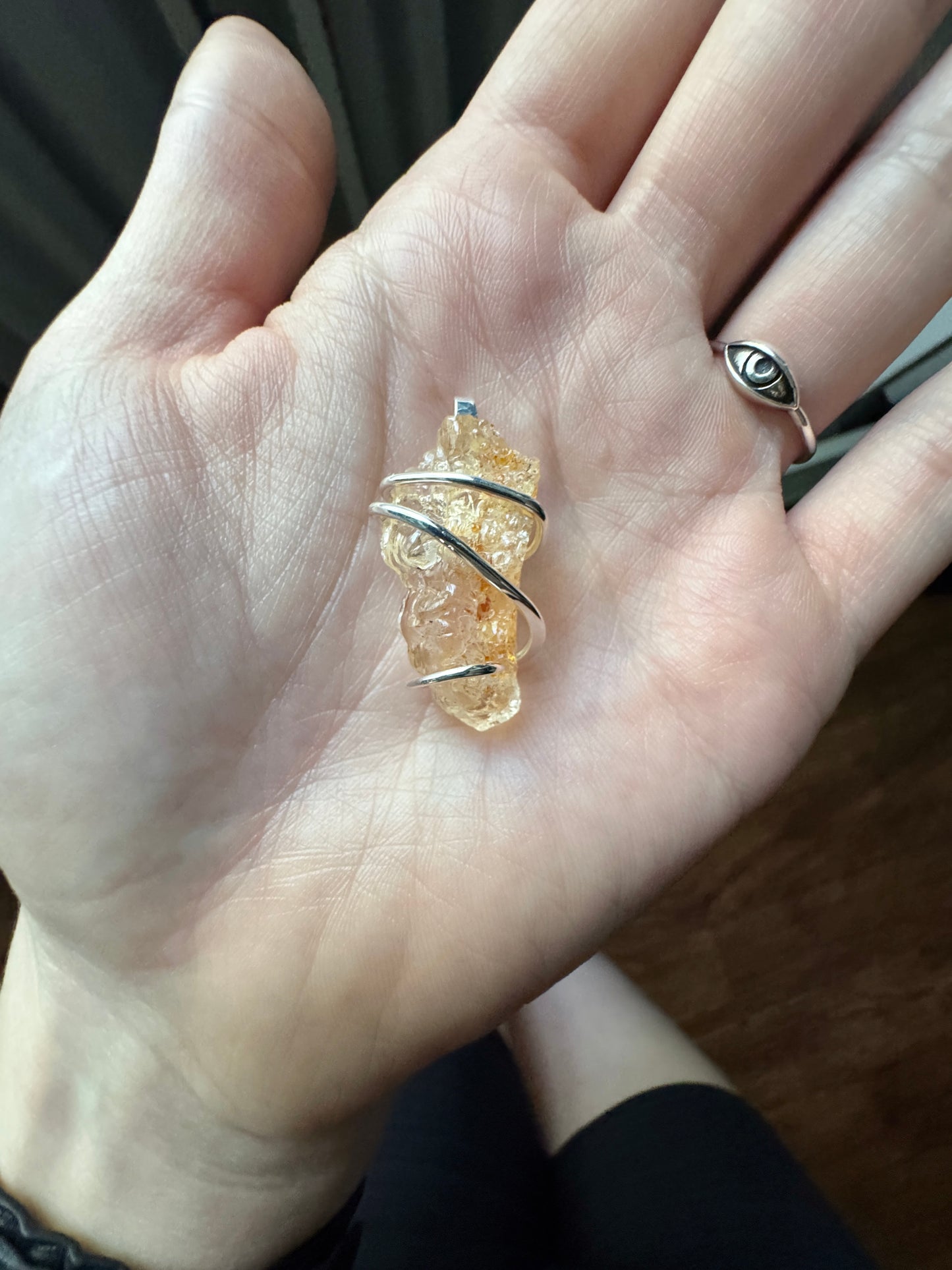 Hyalite opal in sterling silver pendant