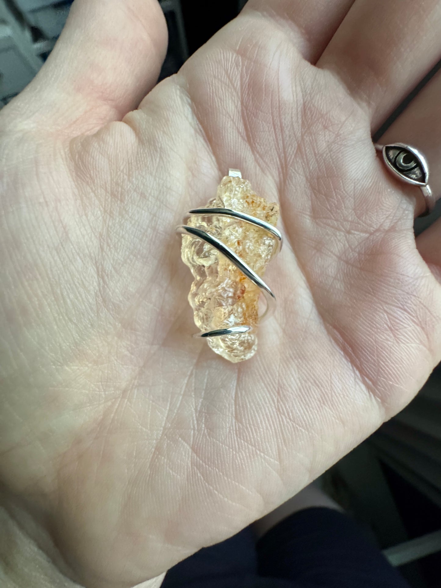 Hyalite opal in sterling silver pendant