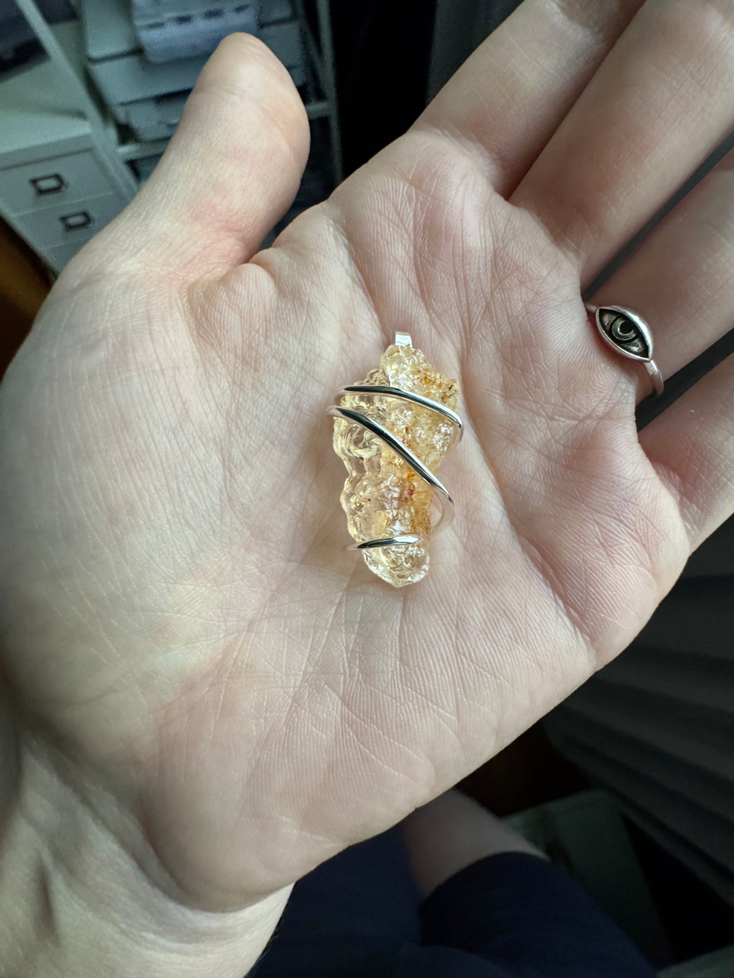 Hyalite opal in sterling silver pendant