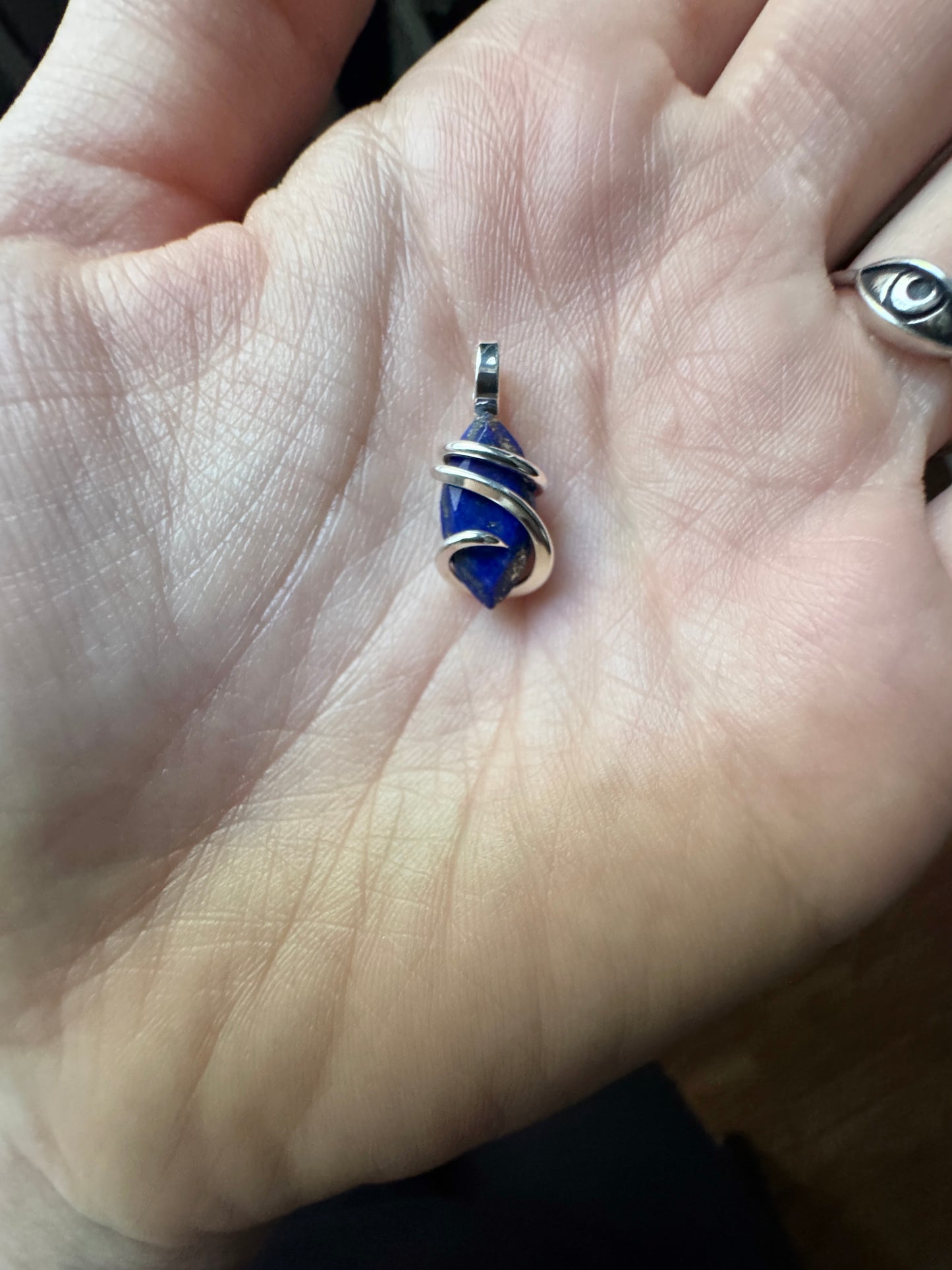 Faceted lapis in sterling silver pendant
