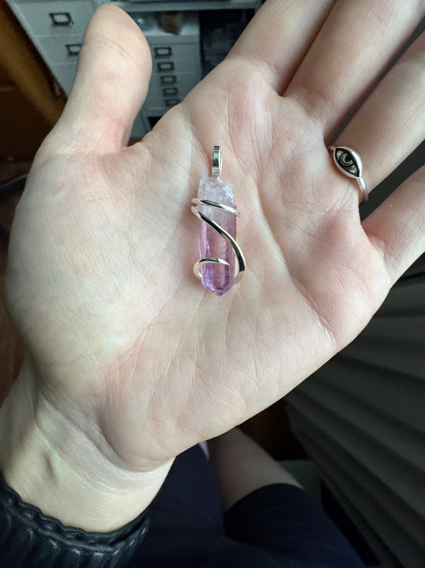 Vera Cruz amethyst crystal in sterling silver pendant