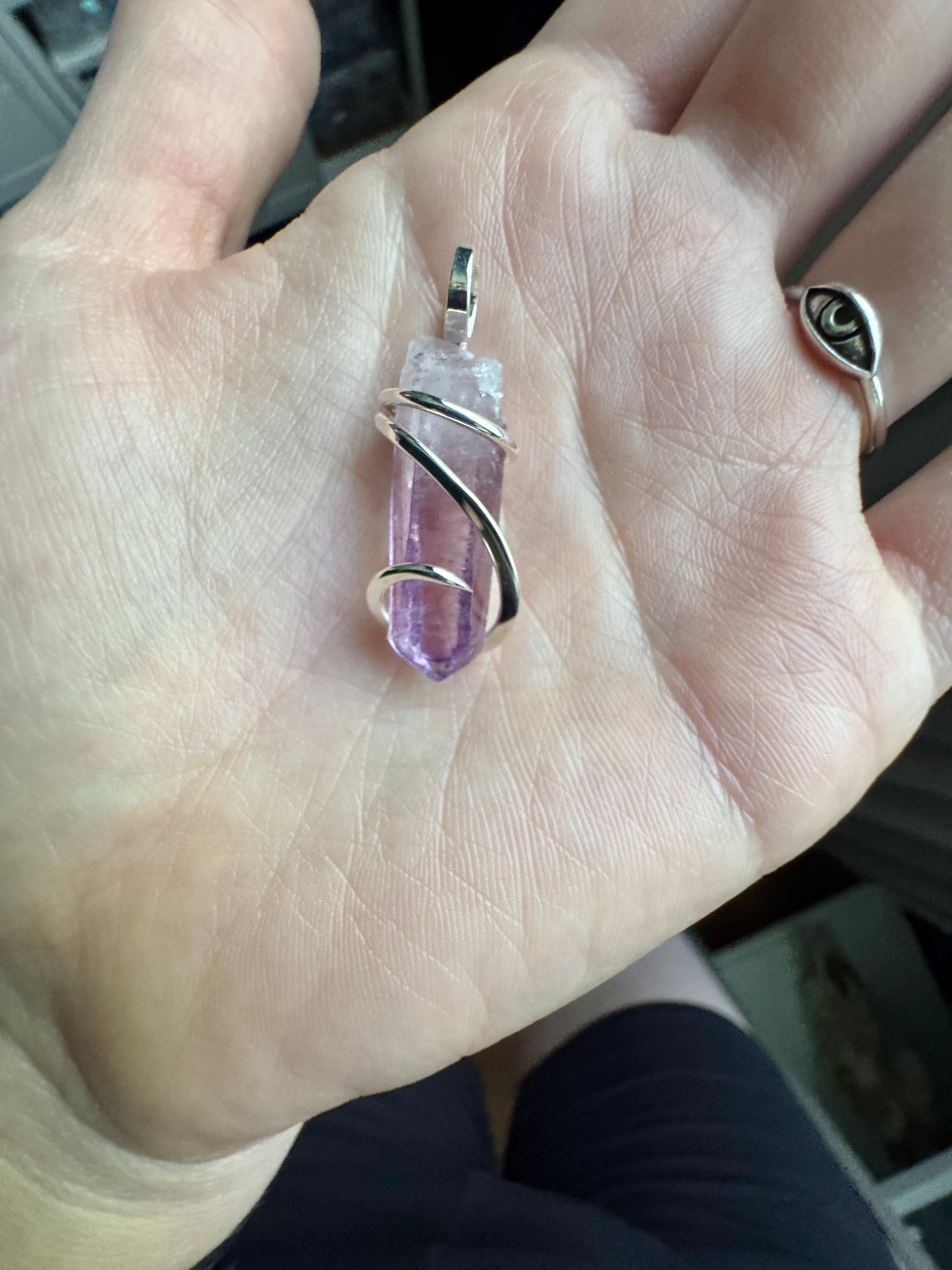 Vera Cruz amethyst crystal in sterling silver pendant