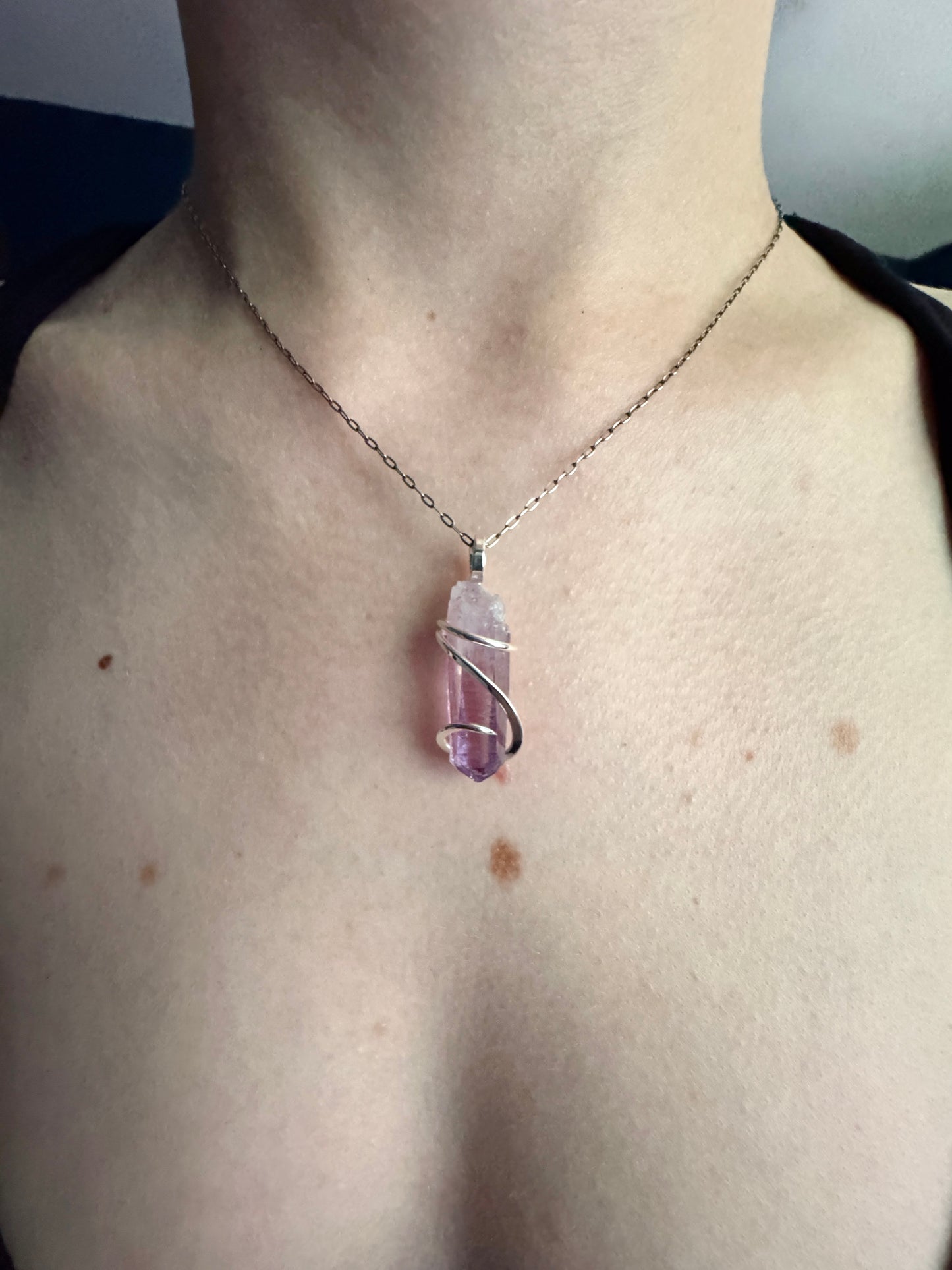 Vera Cruz amethyst crystal in sterling silver pendant