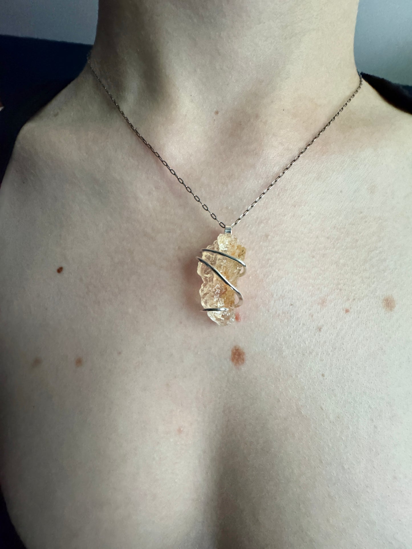 Hyalite opal in sterling silver pendant