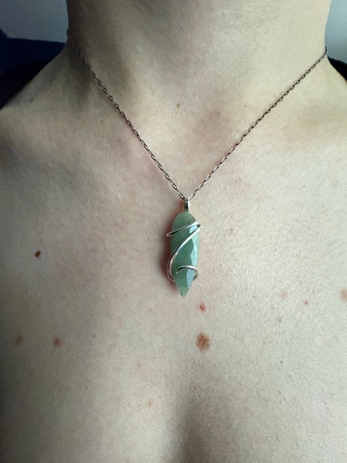 Faceted aventurine in sterling silver pendant